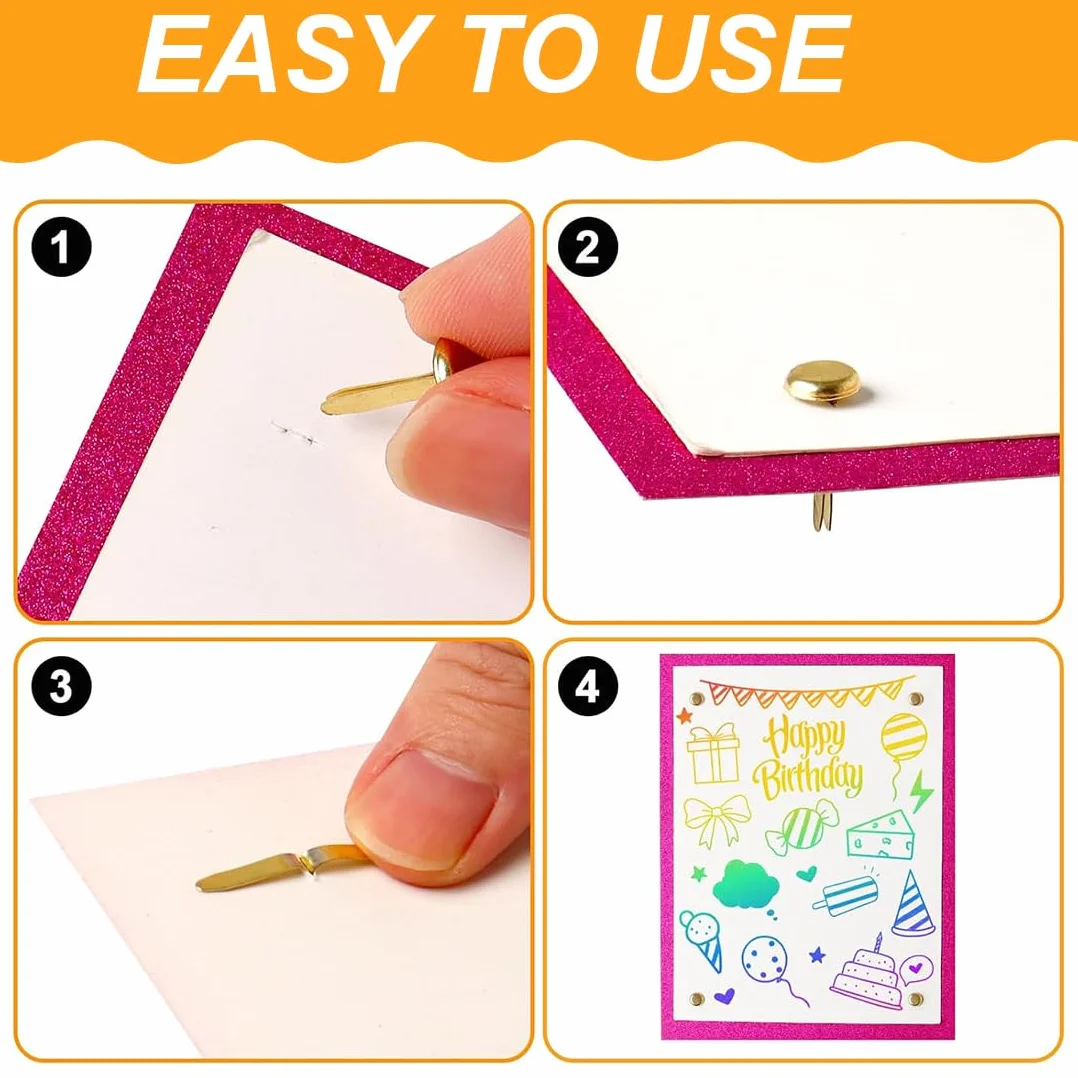 Fermacampioni Colorati 200 Pezzi per Scrapbooking Carta DIY Multicolore