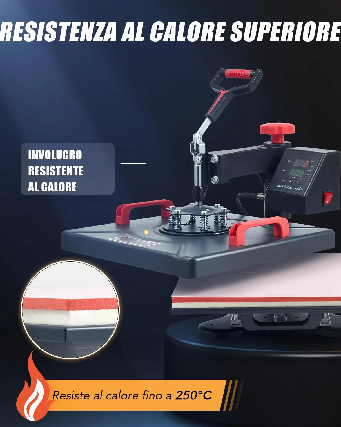 CREWORKS 38x38cm Pressa a Caldo 8 in 1 Macchina per Sublimazione Digitale Oscillante 360 Gradi Termopressa