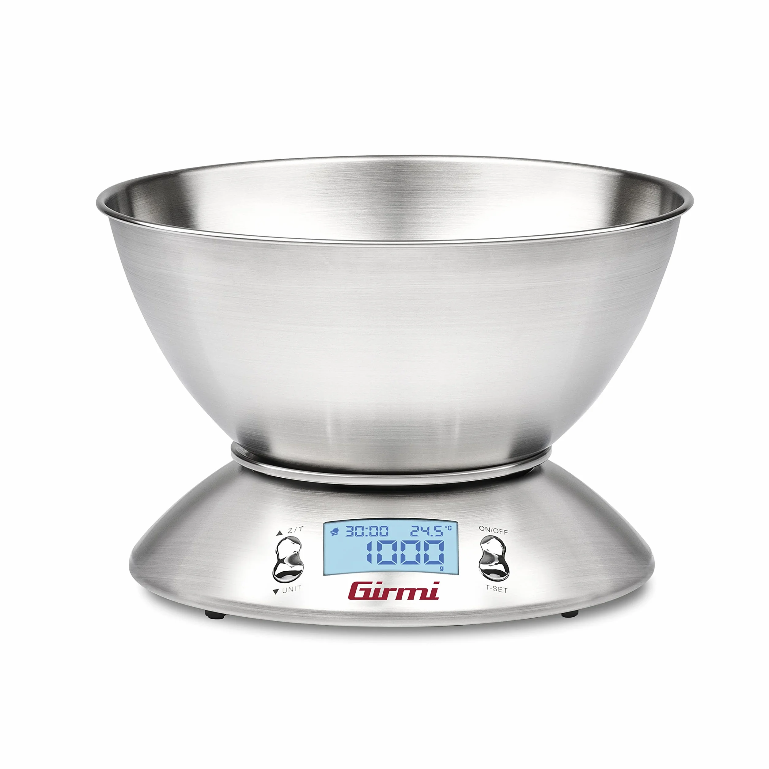 Girmi PS85 Bilancia Elettronica da Cucina 5 kg 1 g Inox Timer TARA