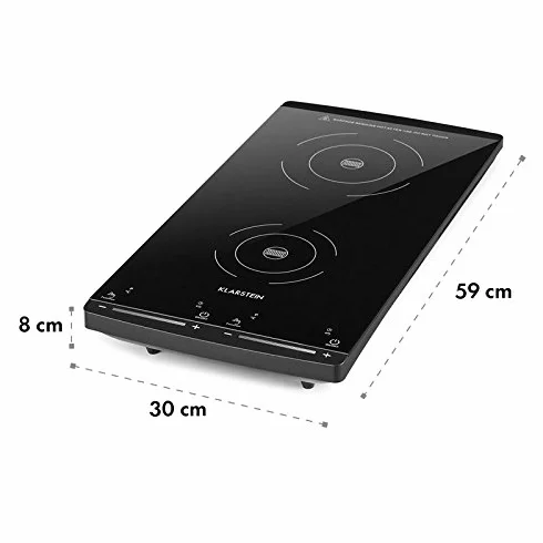 Klarstein Piastra a Induzione 2 Fuochi 2900W, Piano Cottura Portatile con Controllo Touch, Fornello a Induzione Professionale 2 Zone