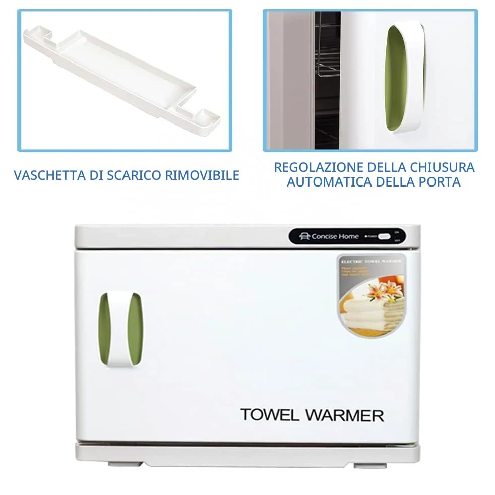 Scaldasalviette e sterilizzatore UV 2 in 1 | 23 l scaldasalviette elettrico con 2 ripiani, ideale per salone, parrucchieri, hotel e casa, bianco