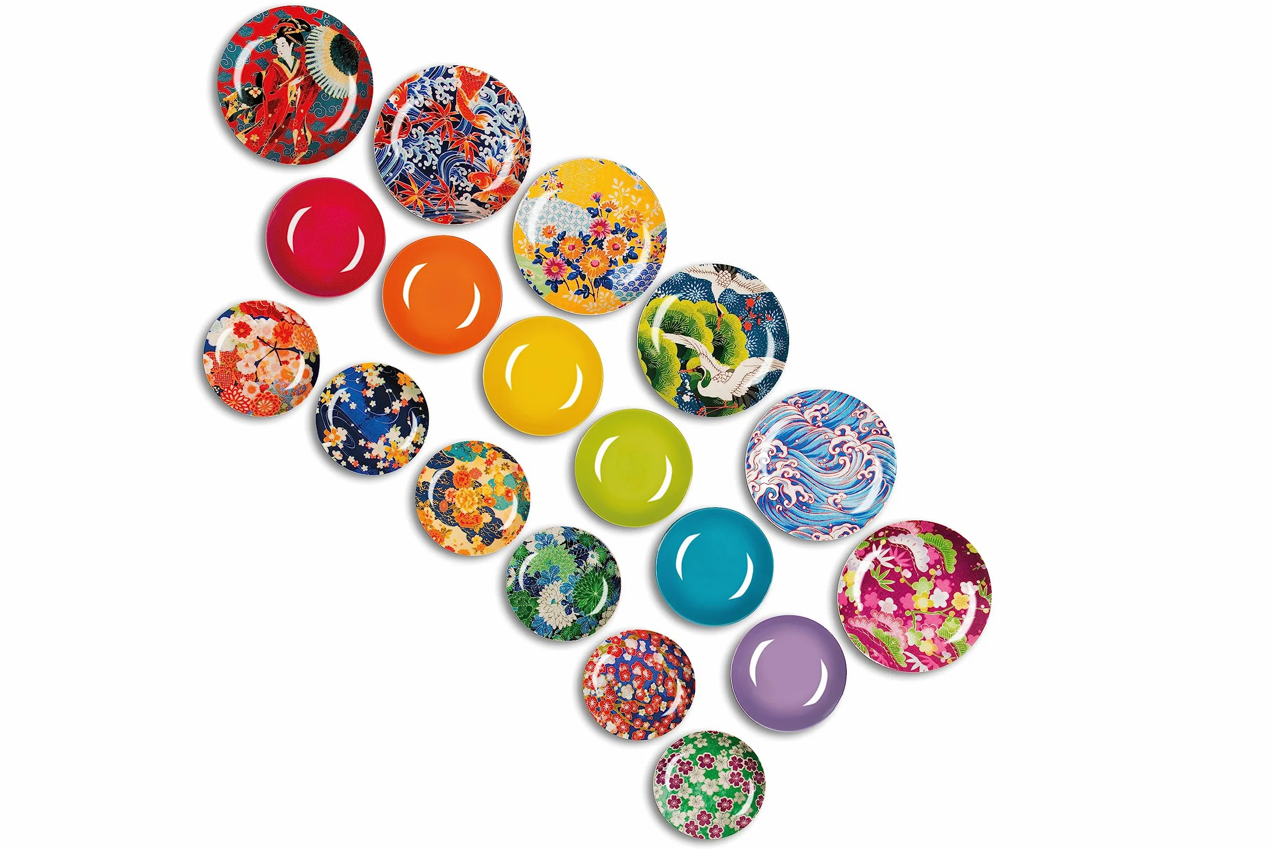 Excelsa Kimono Servizio di Piatti 18 Pezzi, Porcellana e Ceramica, Multicolore