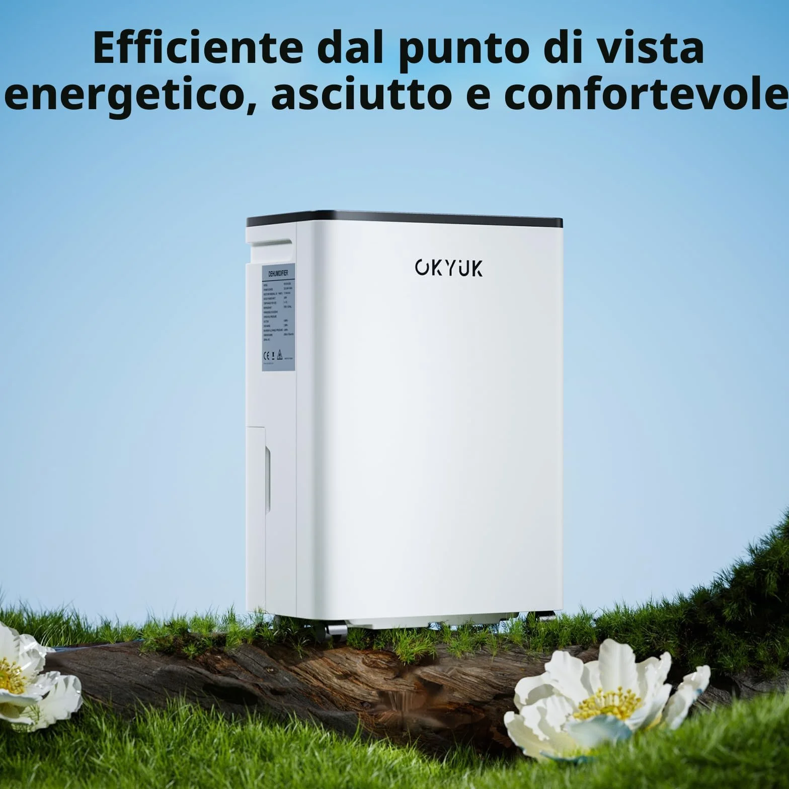 OKYUK Deumidificatore Casa Muffa 12 L, deumidificatore bagno, deumidificatore casa 2.5L, 35 m², con spegnimento automatico Timing 24H, ideale per camper, bagno, camera da letto, cantina (12L Bianco)