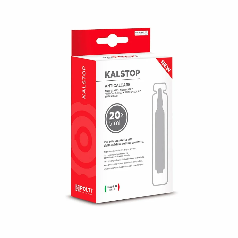 Polti Kalstop PAEU0094, Anticalcare Biodegradabile per Apparecchi a Caldaia, 20 Fiale Monouso da 5 ml