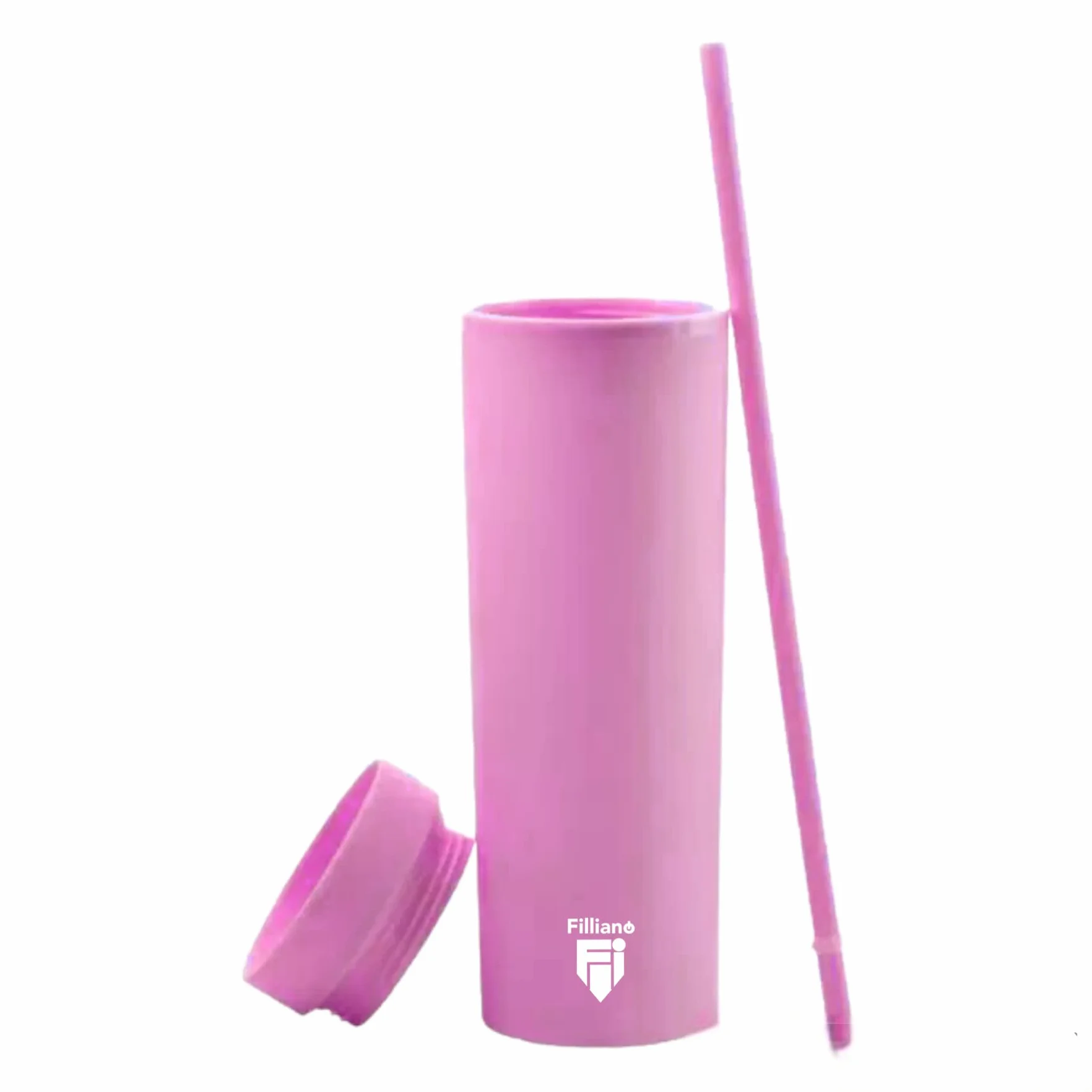 Bicchiere con cannuccia a doppia parete 473ml/16oz Tumbler in acrilico per bevande (Rosa)
