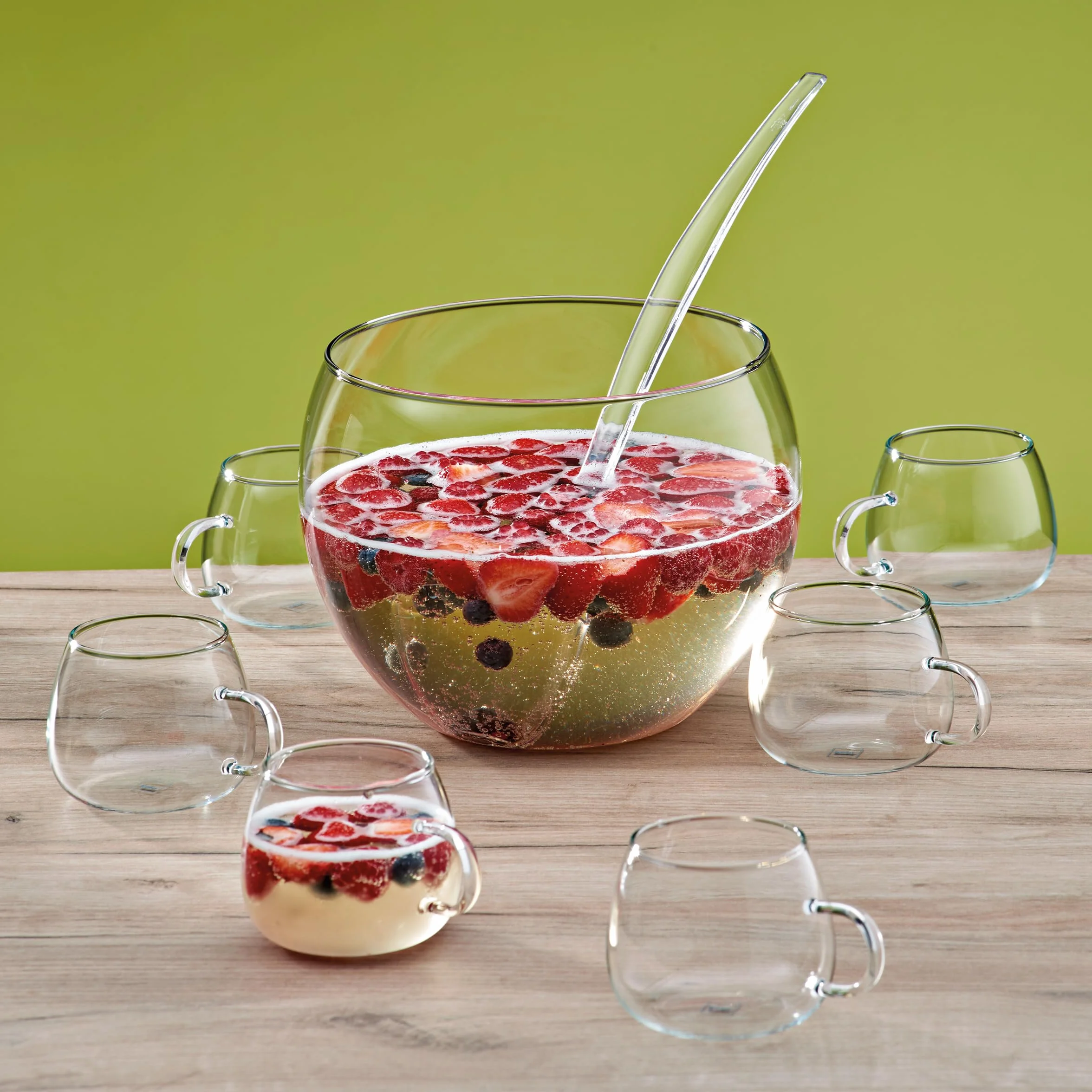 Kela Set per Punch al Fuoco 11 Pezzi con Ciotola in Vetro 3,5 l, 6 Bicchieri