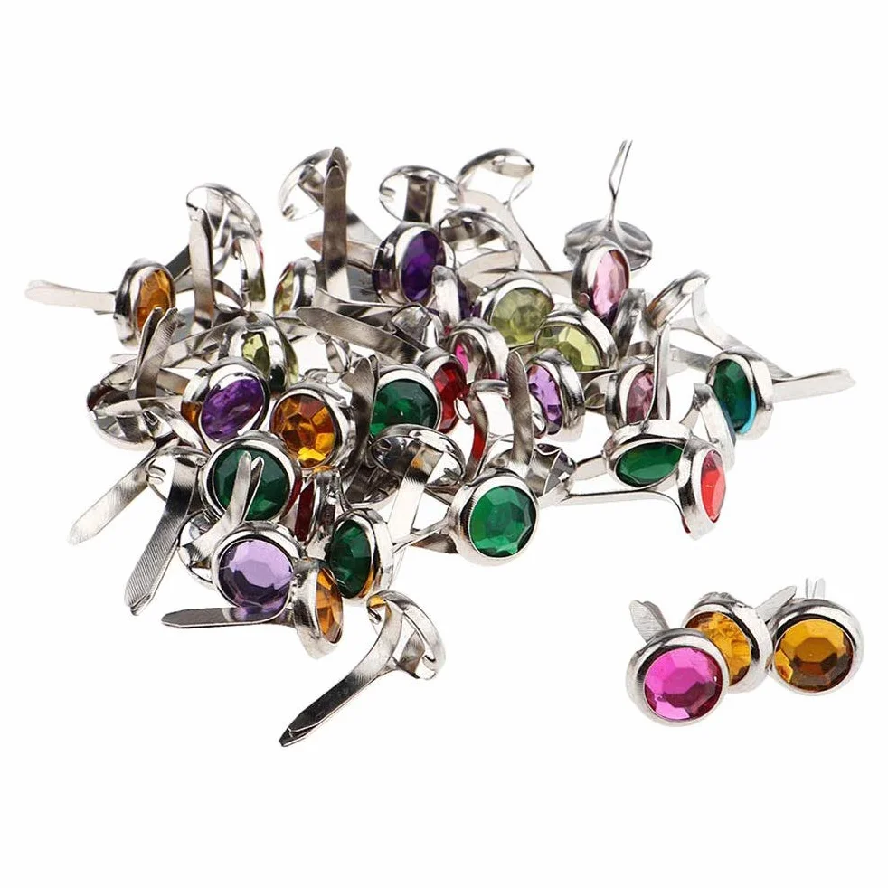 Deolven Mini Fermacampioni,100 Pack Colori Misti Mini Brad in Metallo Scrapbooking Brads Rotondi Piccoli Fermacampioni per DIY Decorativi