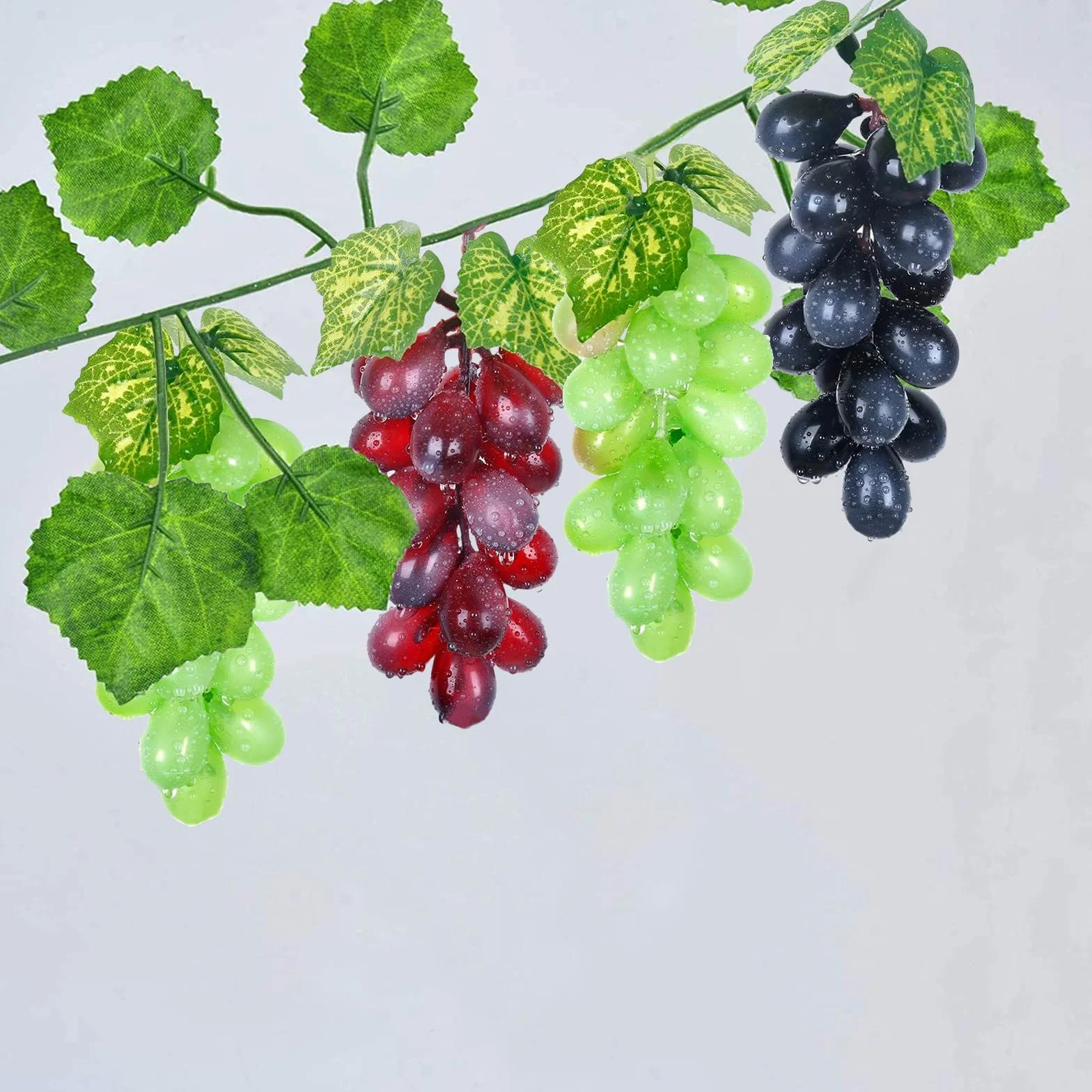 9 Pezzi Uva Grappoli Realistici Finta Frutta Artificiale per Decorazione Vino
