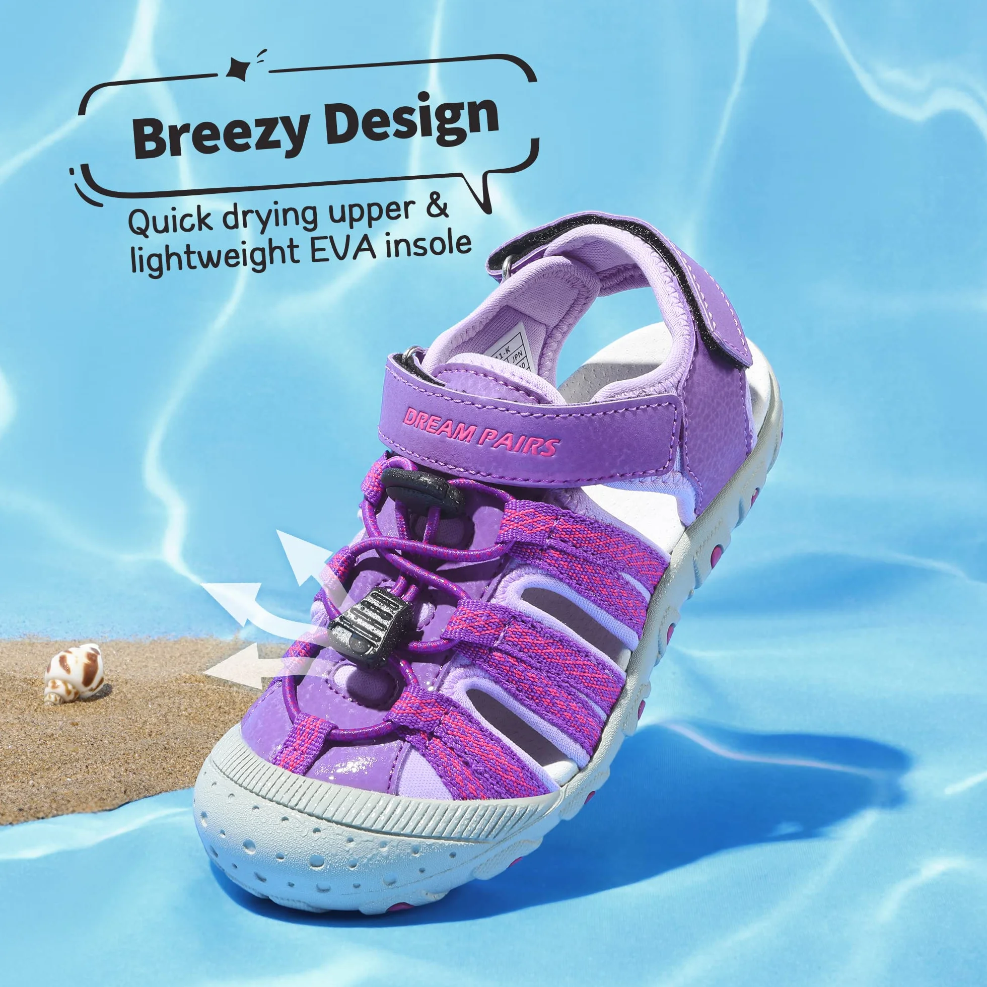 DREAM PAIRS Sandali Sportivi Estivi da Esterno per Bambini Regolabili Multicolore