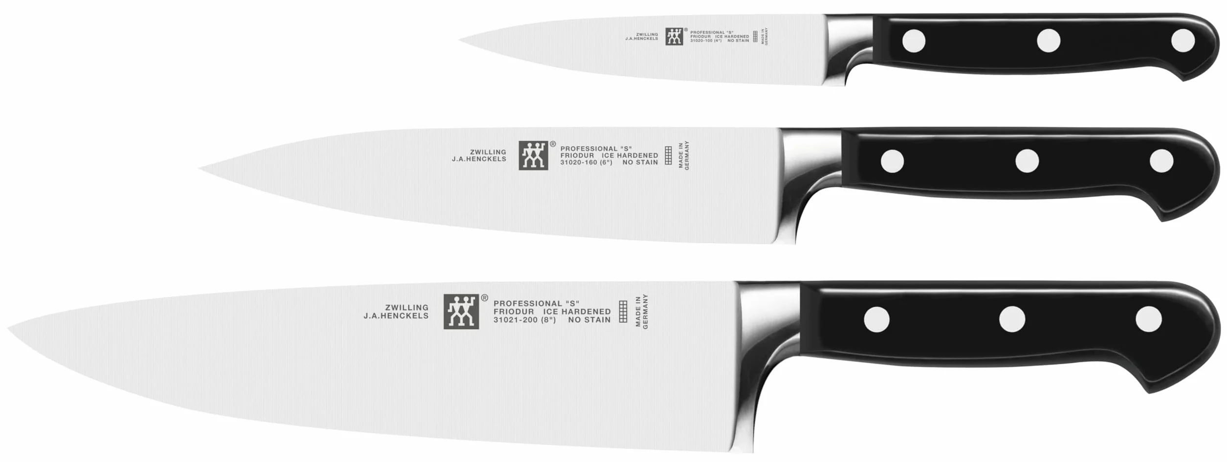 ZWILLING Professional S - Set di 3 coltelli, Acciaio Inossidabile