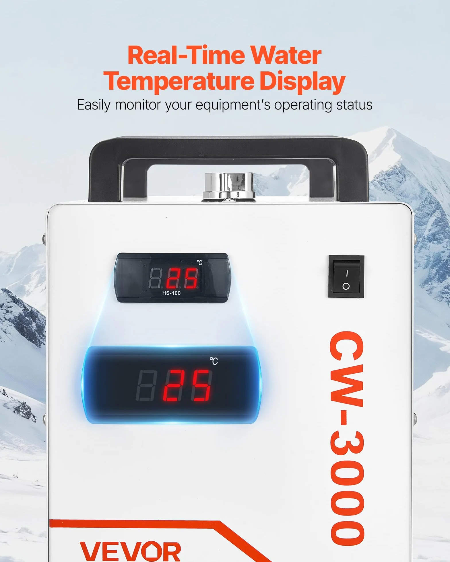 VEVOR Refrigeratore d'Acqua Industriale CW-3000 per Incisione Laser 65W, Capacità 9L, Portata 10L/min