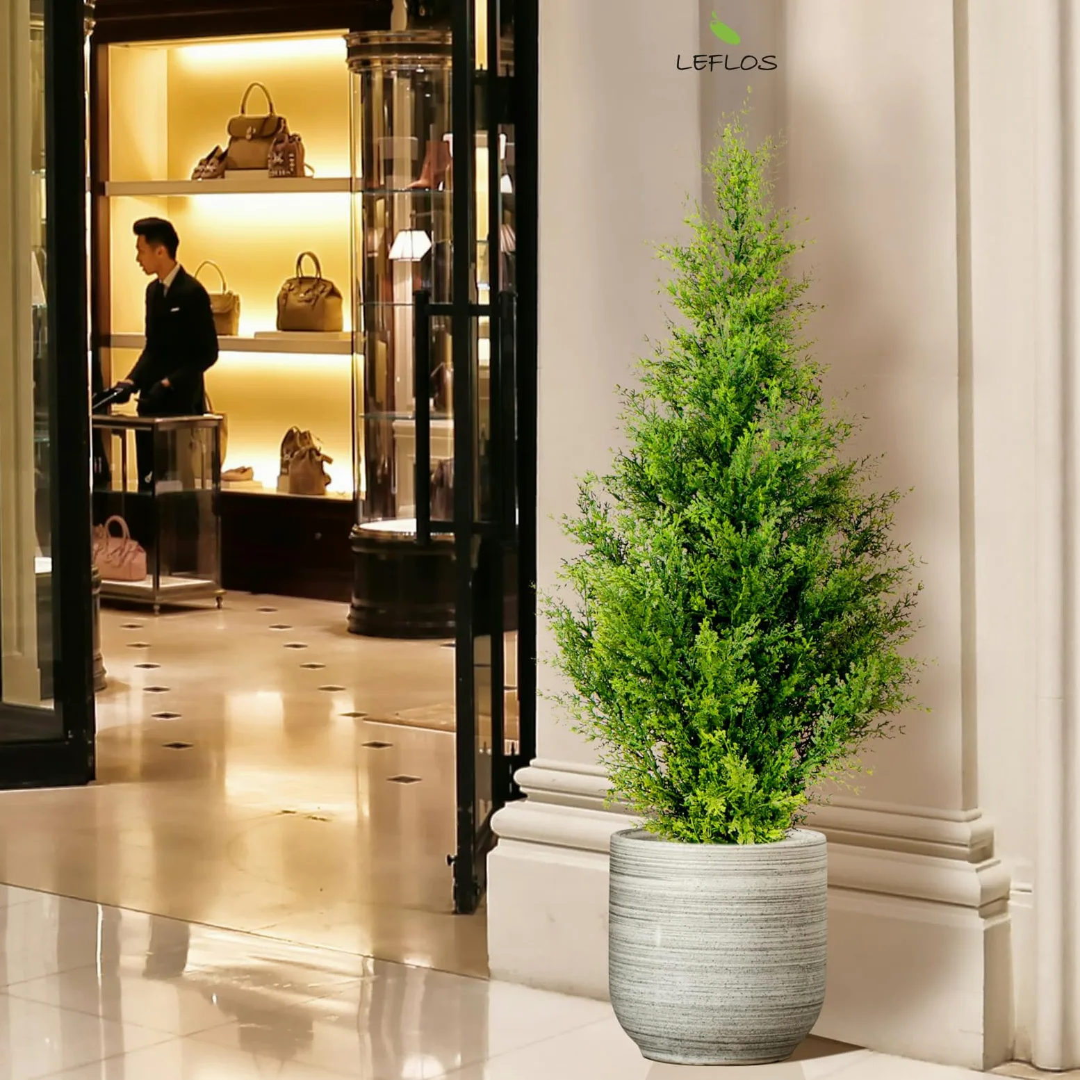 Albero di cedro artificiale, finto Cipresso di 90 cm, albero di cipresso artificiale deco per soggiorno, ufficio, festival e festa, 2 pezzi