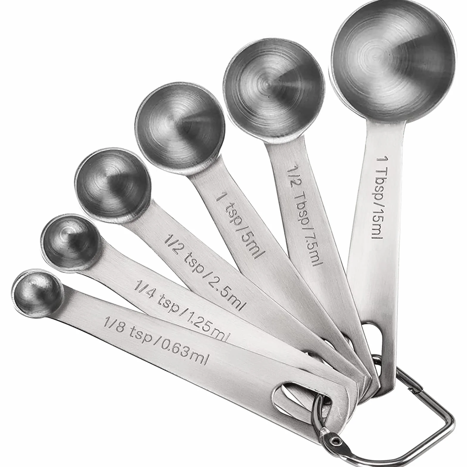 Set di 6 cucchiai dosatori in acciaio inox 18/8, resistenti, con unità di misura metrica e statunitense, per ingredienti secchi e liquidi, idea regalo