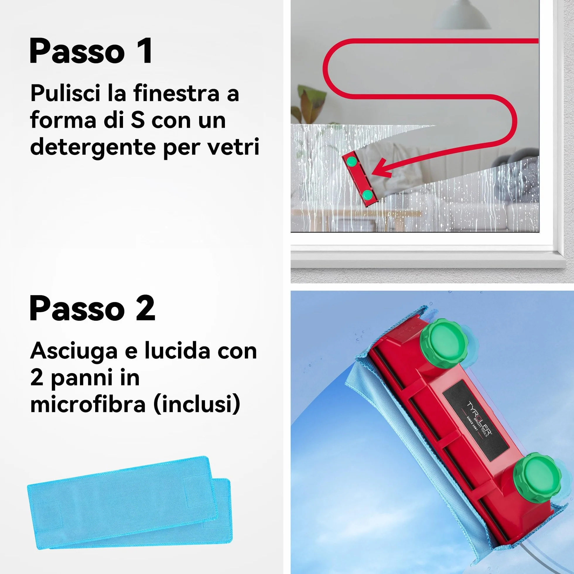 Tyroler Il Glider D-4 Lavavetri Magnetico per Doppio Vetro | Per Vetri Singoli, Doppi o Tripli 2-40mm | Pulisci Vetri Magnetico Doppio Vetro | Pulitore Vetro Magneticos, Lavavetri Finestre Magneticos