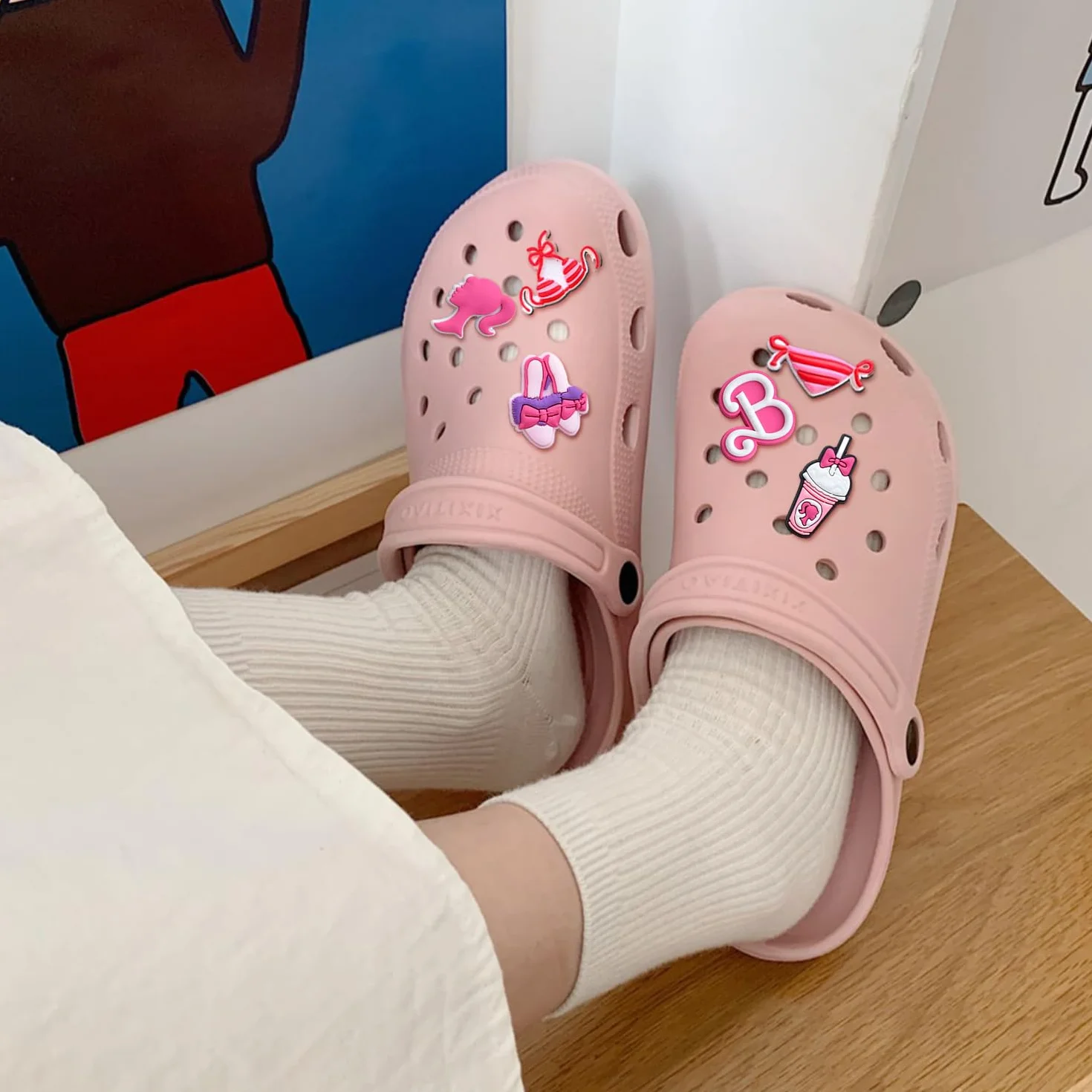 30 Pezzi Decorazioni per scarpe carine, scarpe con fondo in legno, scarpe con foro, fibbie per scarpe in gomma morbida, decorazioni per scarpe creative fai da te.