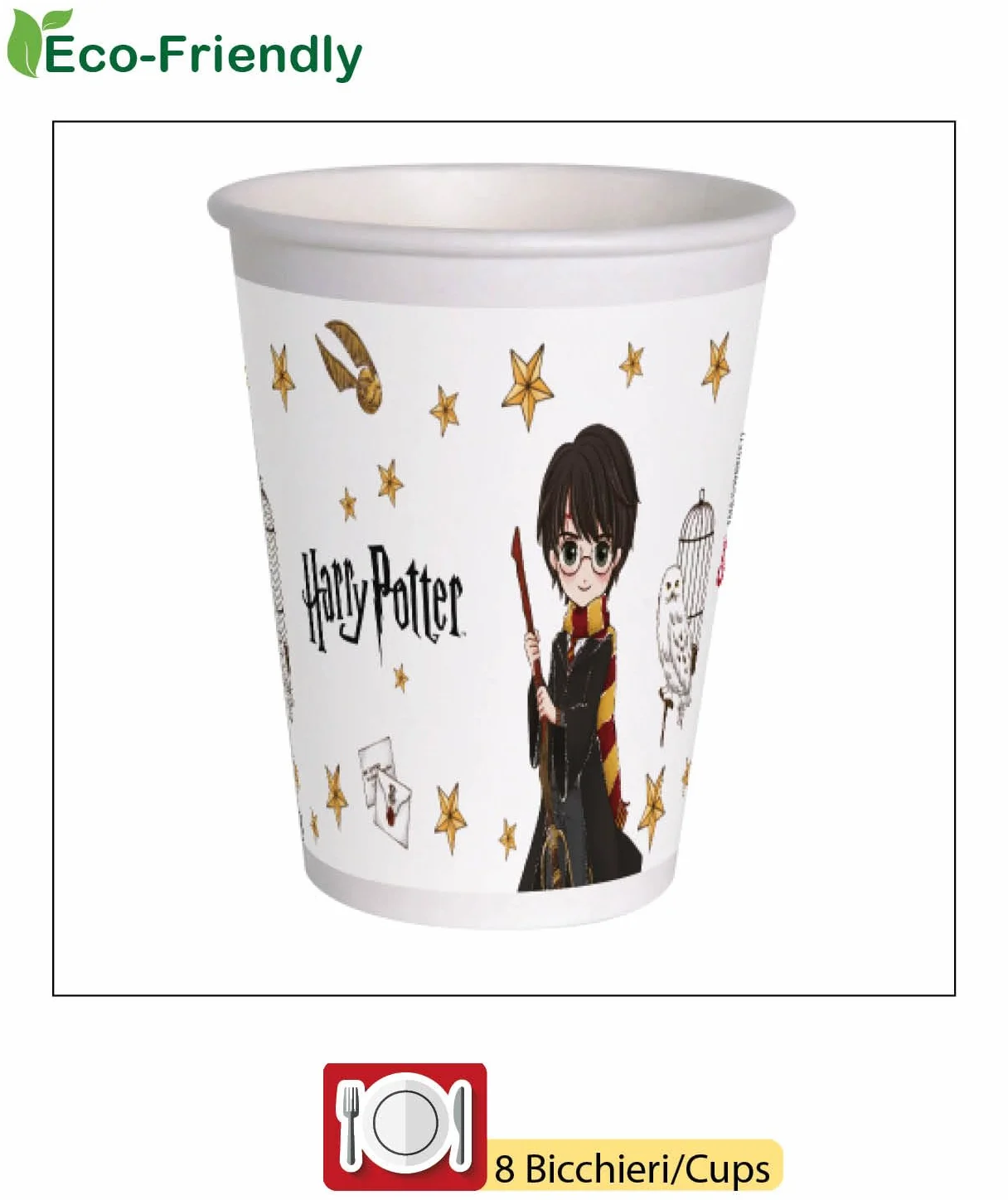 Harry Potter Kit Party Tavola 44 Pezzi Piatti Bicchieri Tovaglioli Carta Compostabile