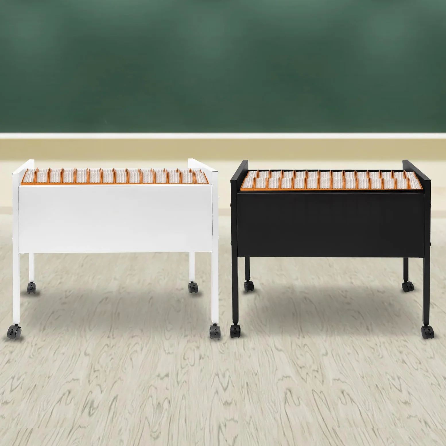 Armadietto arrotolabile con ruote, carrello portadocumenti arrotolabile per cartelle sospese, capacità di carico 30 kg, per uffici, sale conferenze, studio, appartamenti, argento, 70 x 37 x 60 cm