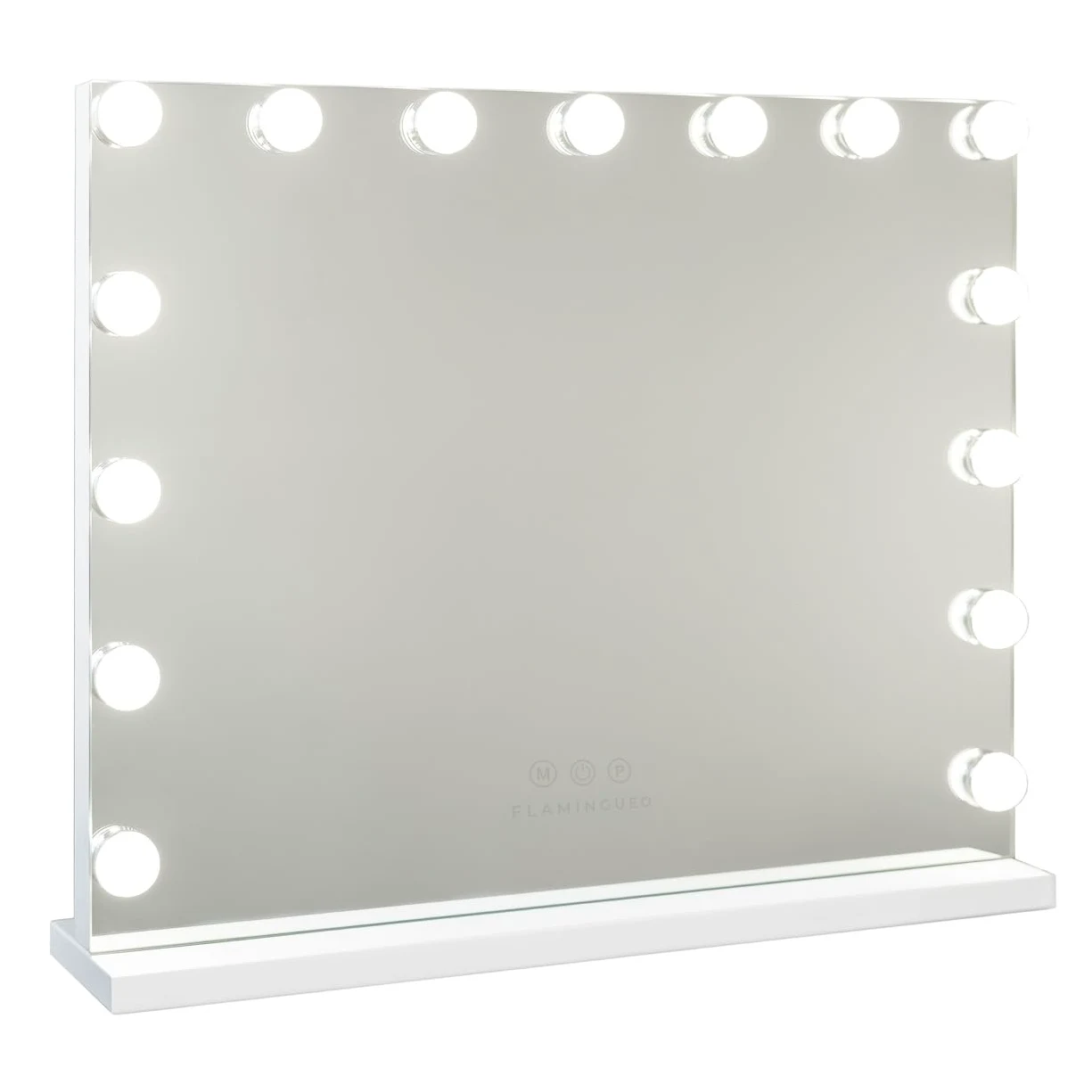 Flamingueo Specchio Trucco Con Luci, 15 LED, 3 Modi di Luce, Intensità Regolabile, Controllo Tattile, Presa USB, Accessorio Ingrandimento Incluso, Bianco, 58 x 46 x 12 cm