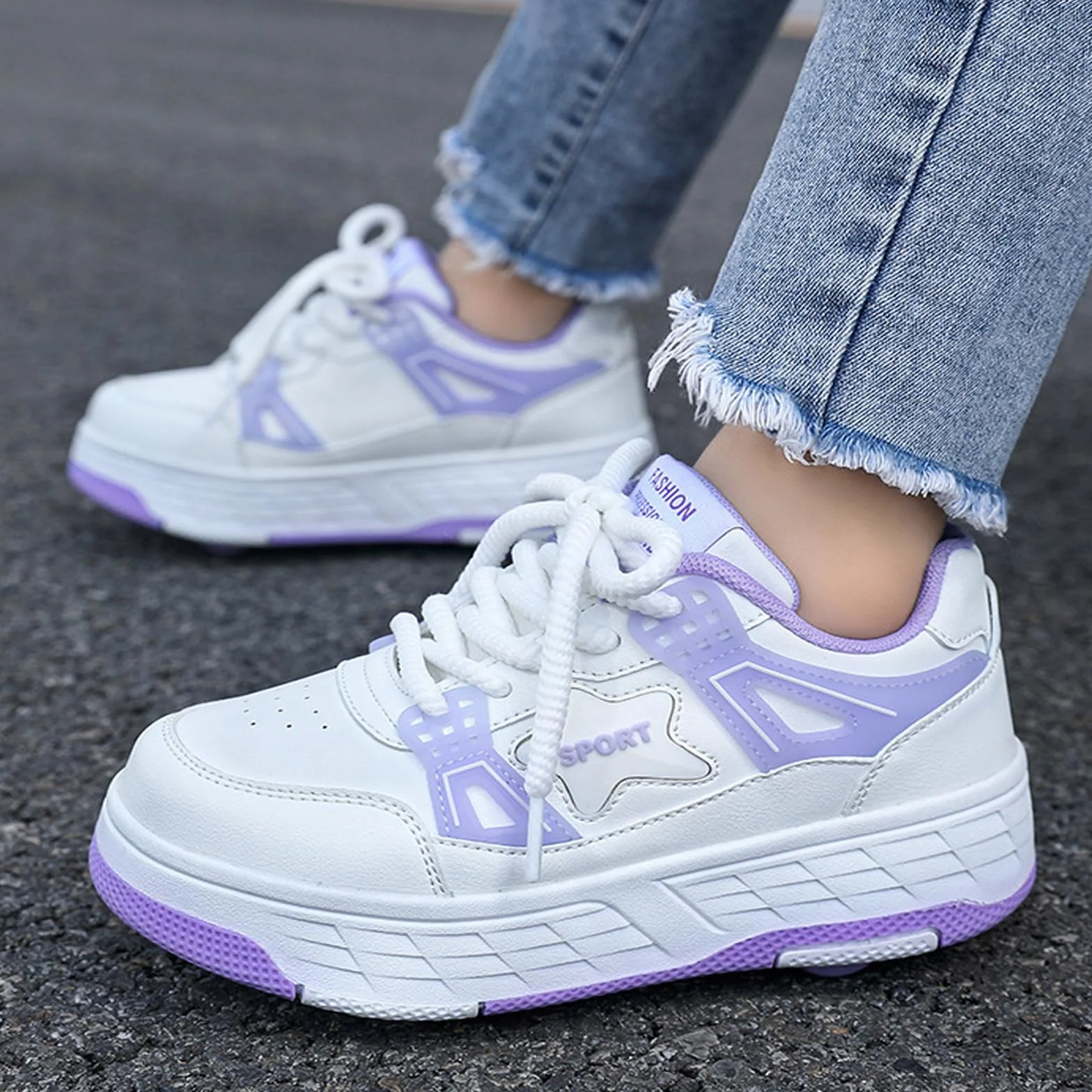 Hixingo Scarpe con Rotelle 4 Ruote, Pattini a Rotelle Multifunzionale 2 in 1 per Bambini
