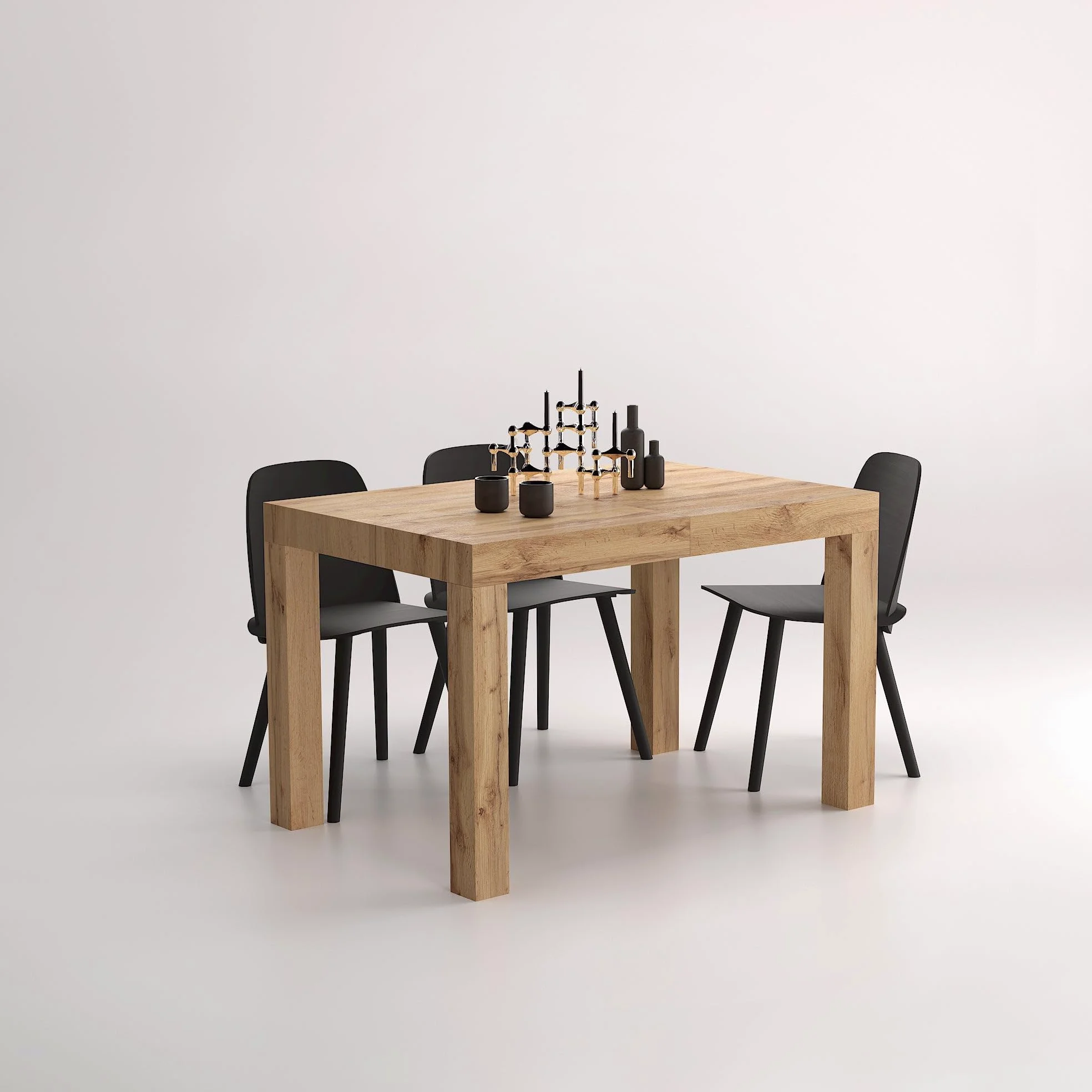 Mobili Fiver, Tavolo Allungabile First, 120(200) x80 cm, Rovere Rustico, per 6-8 persone, Tavolo Cucina, Soggiorno, Made in Italy