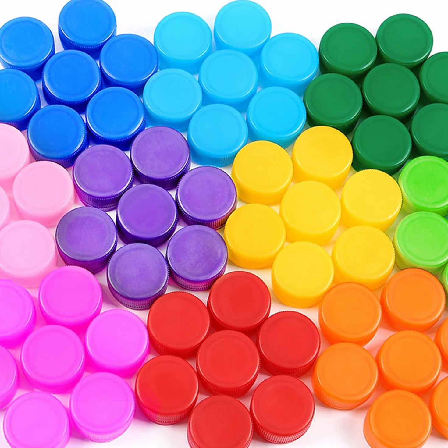 100 Tappi di Plastica Colorati per Bottiglie, PE Tappi Plastica Bottiglie, Progetti DIY Bambini Eco-Friendly, attività Scolastiche E Creative (10 Colori (Senza Nero e Bianco))