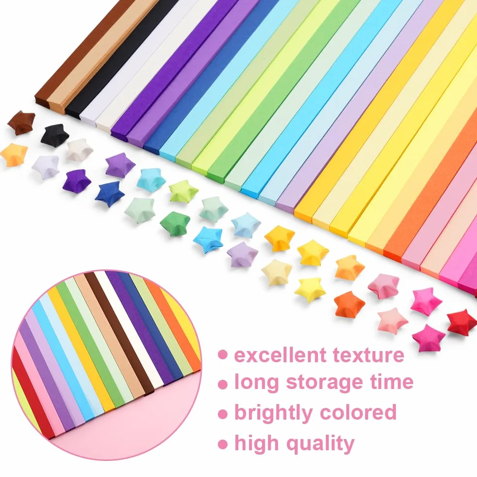 OFFCUP Carta Pieghevole 1350 Fogli Origami Paper 27 Colori Stella Fortunata