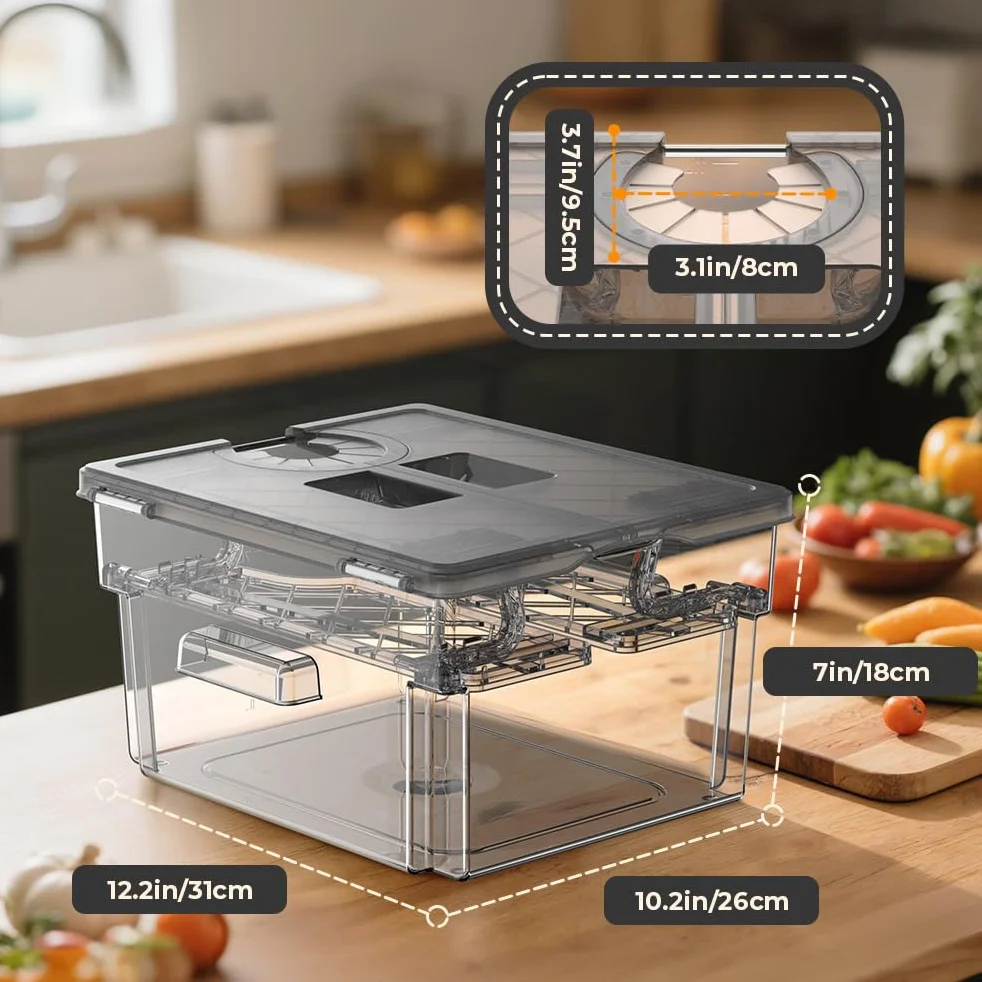 Contenitore Sous Vide 11L Grigio con Coperchio e Griglia Incorporata Doppia Apertura