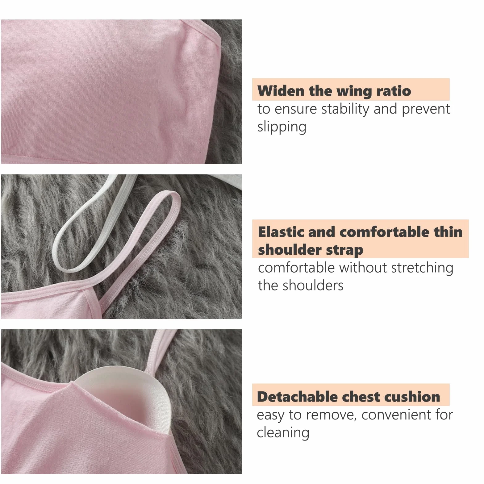Reggiseno da Allenamento Senza Cuciture in Cotone per Ragazze 12-15 Anni, 4 Pezzi con Spallacci Fissi e Torace Regolabile