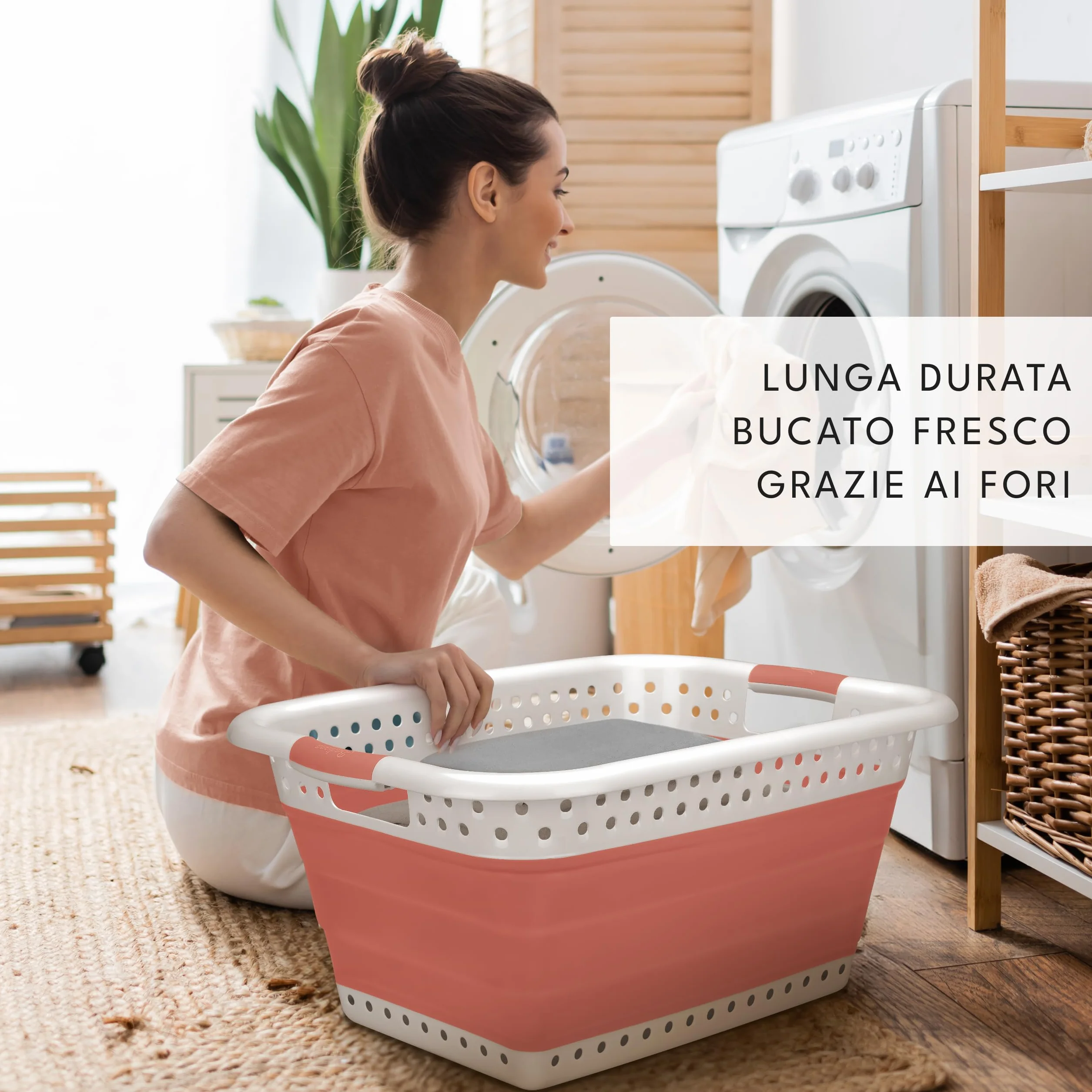 Set di 2 Bacinella pieghevole bucato -2x 36 litri & Uso universale I Cesta portabiancheria pieghevole Catino Cesto portabiancheria da stirare Laundry basket Ceste panni grande Cesti