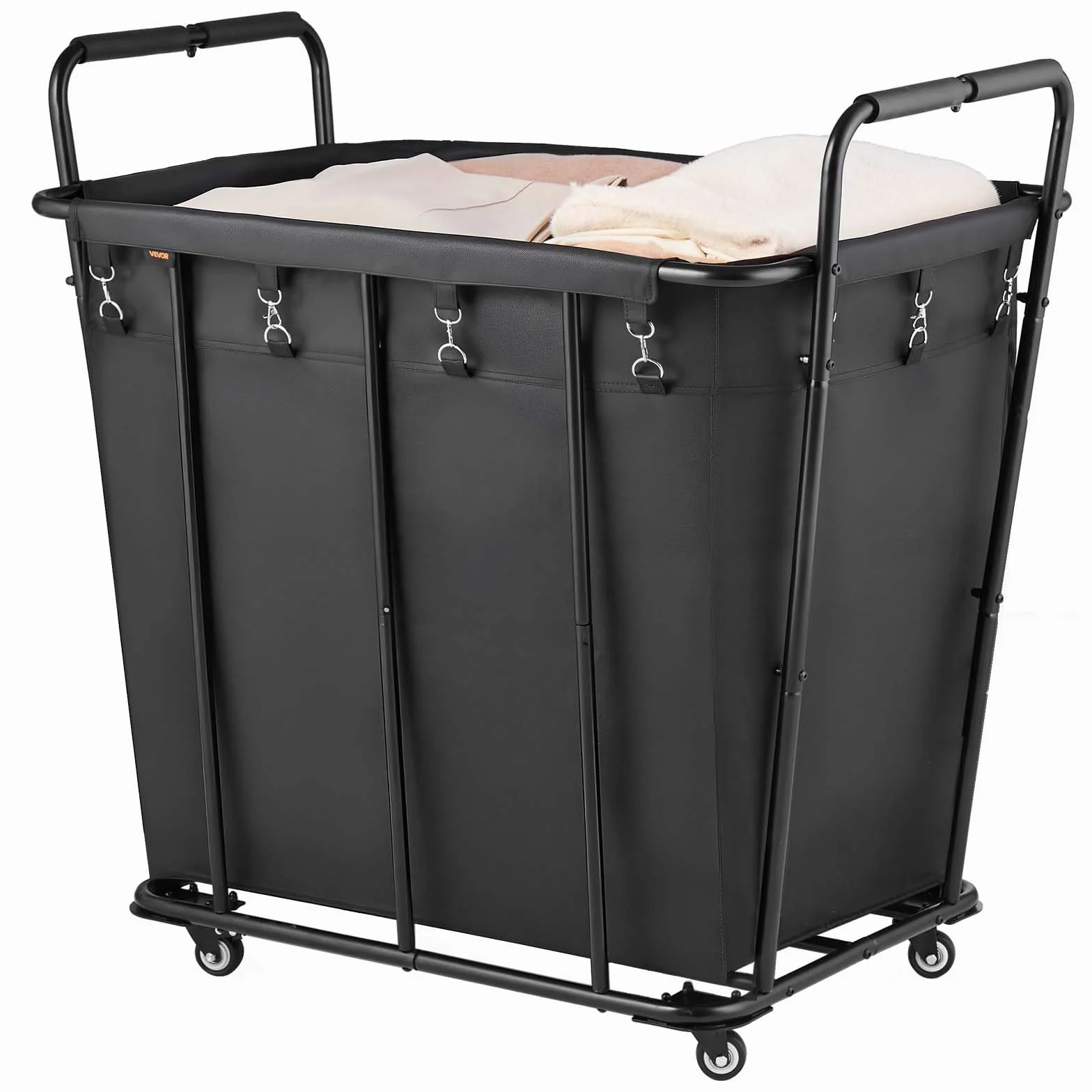 VEVOR Carrello Portabiancheria da 300 Litri con Capacità Carico di 117,9 kg, Ruote Girevoli e Sacco Portabiancheria Impermeabile, Carrello della Spesa in Metello per Bagagli per la Spesa