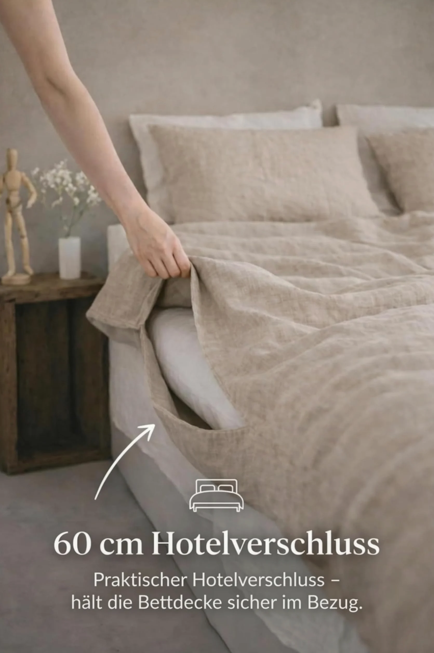 Set Copripiumino/ 100% Biancheria da Letto in Lino Lavato, con Chiusura Hotel, StoneWashed (Lino naturale, 200 x 200 cm, 2Pz. 40 x 80 cm)