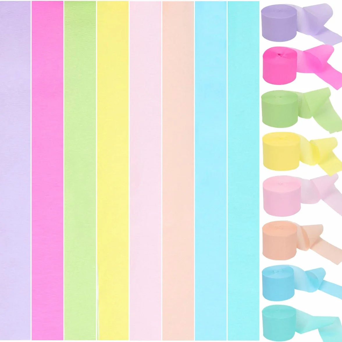 Carta Crespa Colorata 8 Rotoli, Nastro Carta Crespata 4,5 cm x 25 m, Decorazioni per Feste Matrimoni Compleanni