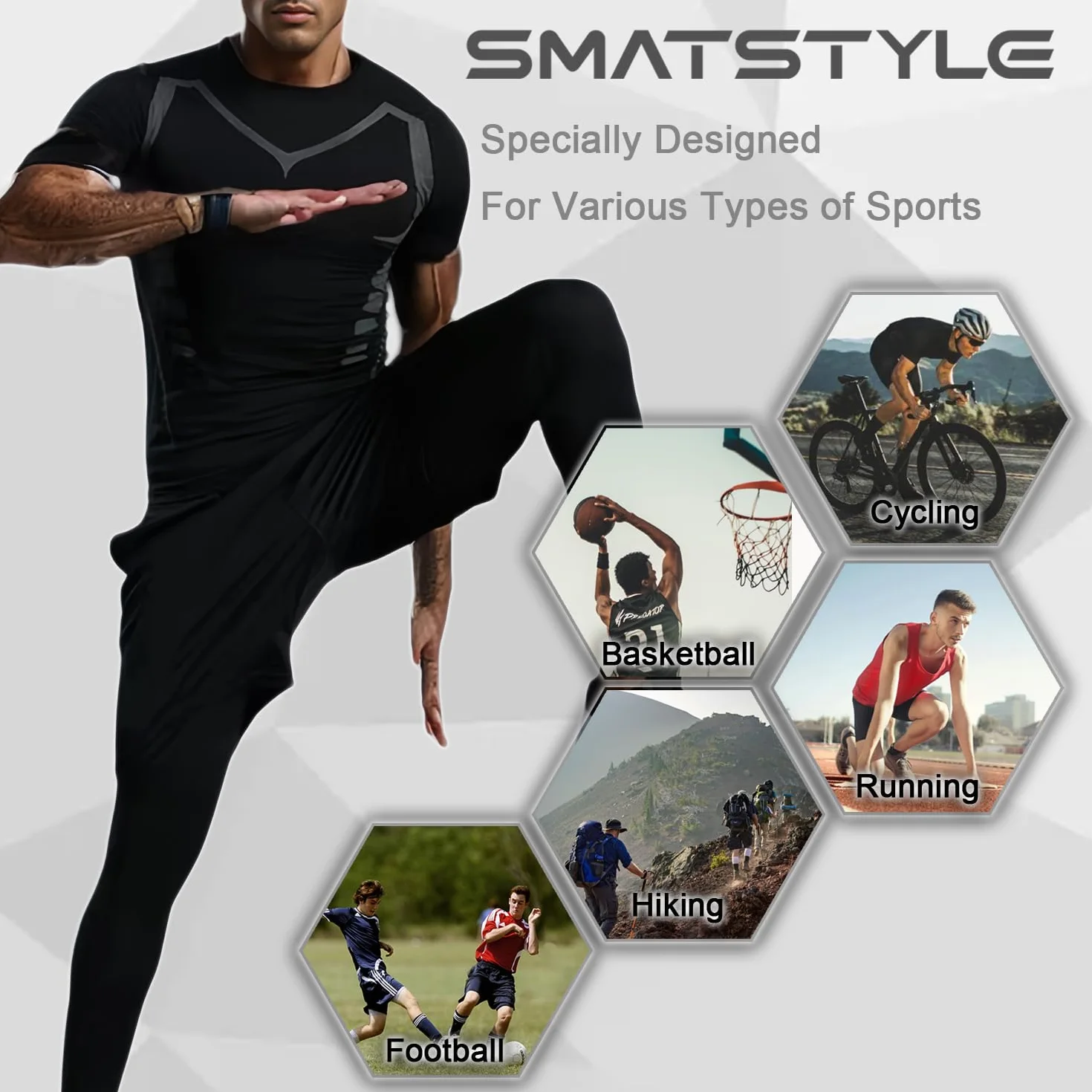 Maglietta a Compressione da Uomo Asciugatura Rapida Fitness T-Shirt per Allenamento e Corsa