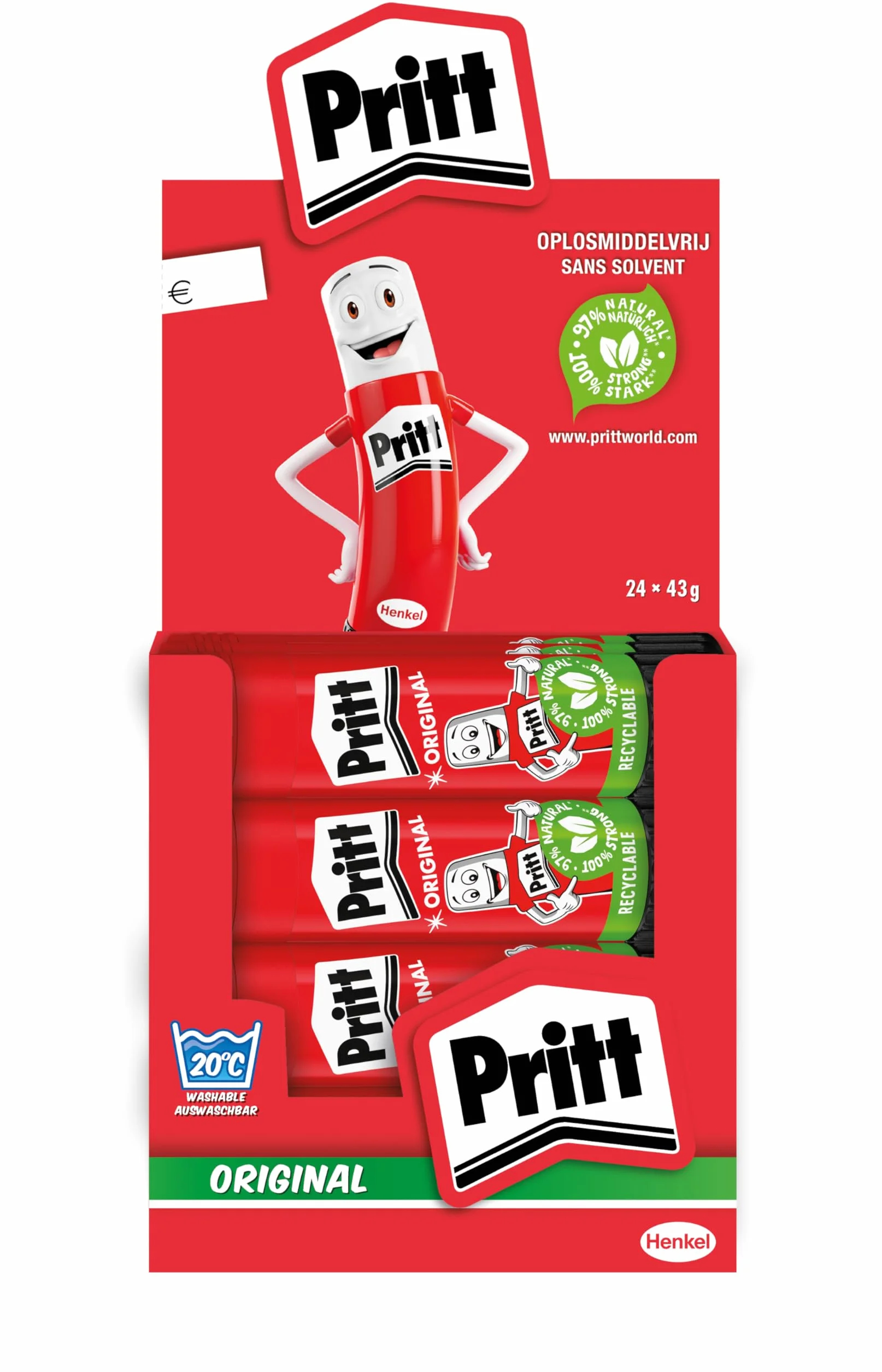Pritt PKS42 - Scatola di colla stick con 24 stick di colla, originale, 43 g