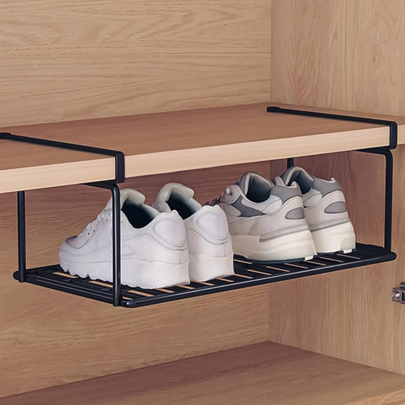 Sotto scarpiera vassoio – Scarpiera pieghevole organizer, scaffale pieghevole per riporre le scarpe per ingresso con griglia inferiore