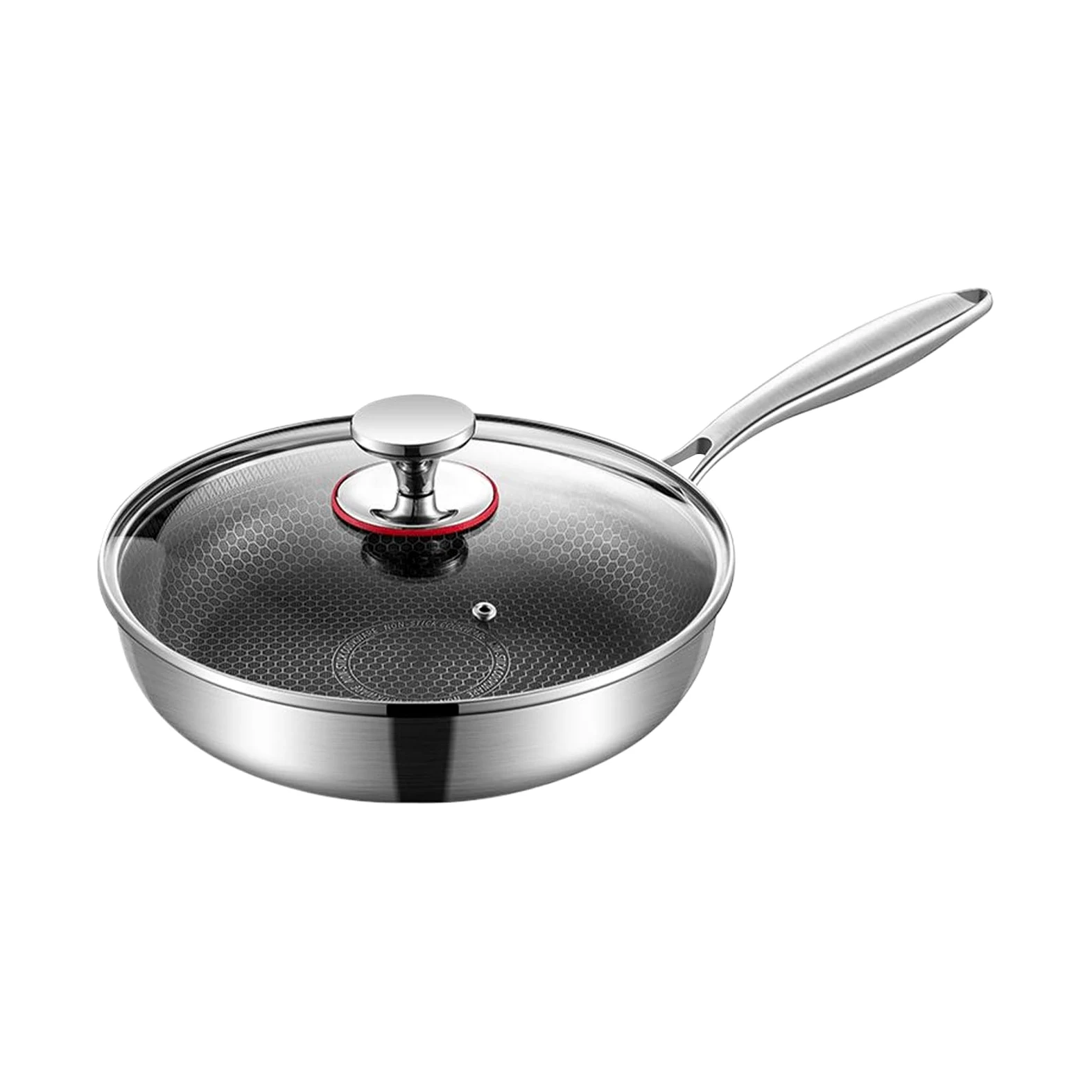 Genérico Padelle Antiaderente | Padella In Acciaio Inox Portatile - Leggero Con Coperchio E Antigraffio Per Saltare Preparare Pasti Cuocere Cucina Appartamento Casa