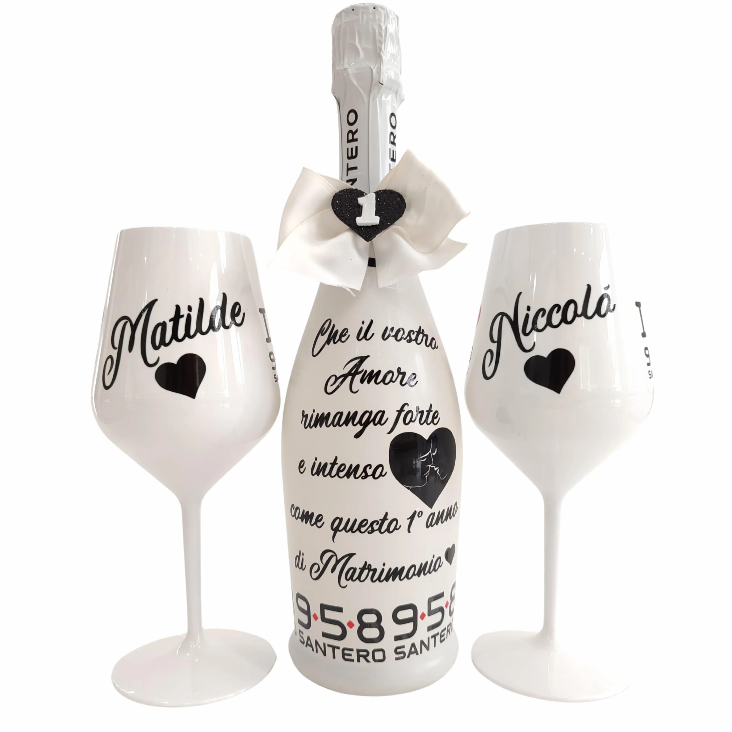 BOTTIGLIA Spumante Bicchiere Personalizzabili San Valentino Anniversario Proposta Matrimonio