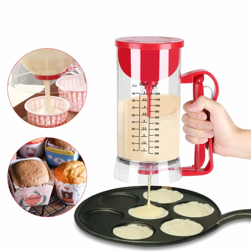 Dispenser per Pastella per Pancake 1200 Ml, Frullatore Elettrico, Dosatore per Cupcakes, Muffin, Ciambelle