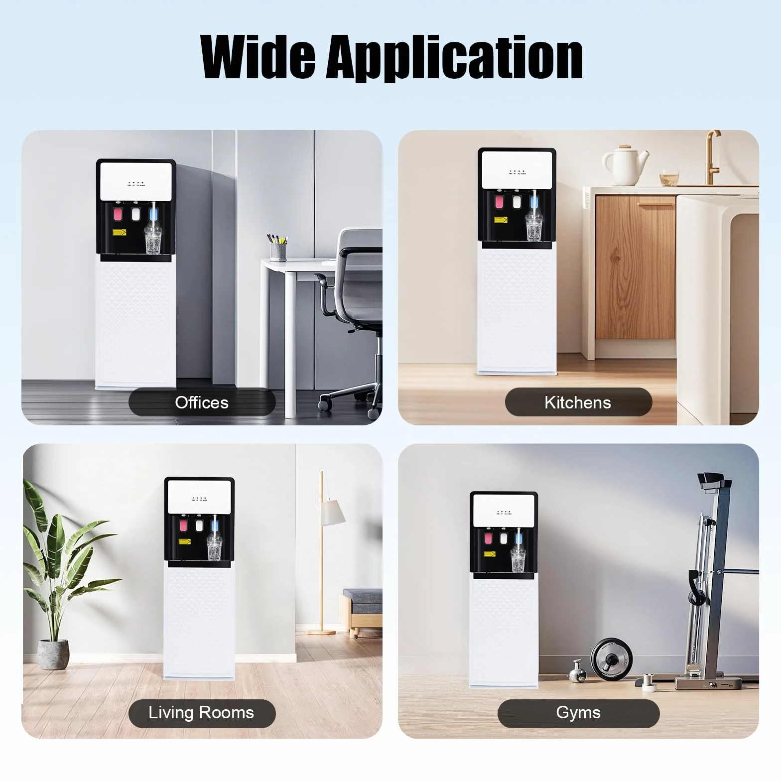 Dispenser d'acqua da banco 550 W 3-in-1 acqua fredda calda tiepida con protezione anti-funzionamento a secco riempimento dal basso