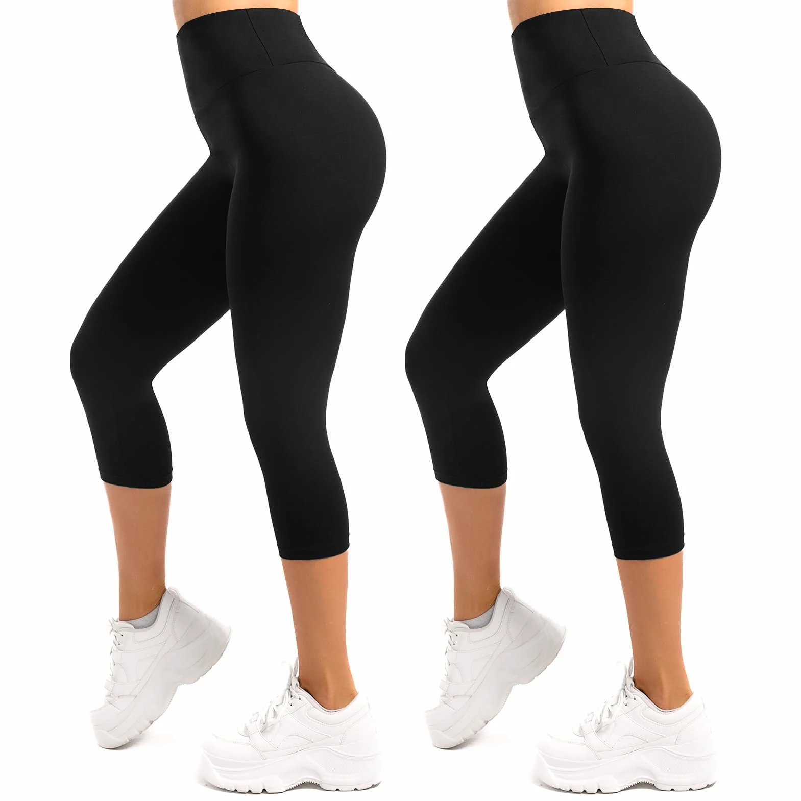 SINOPHANT 3/4 Leggings Donna Vita Alta Elasticizzati Opachi Taglie Grandi Leggings 2 Pack