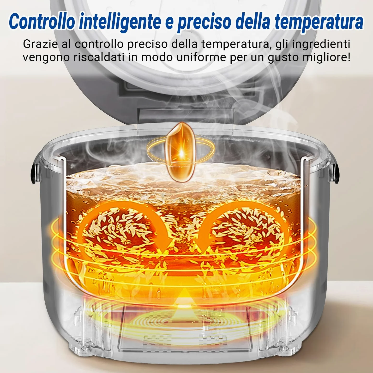 AMZCHEF Mini Cuociriso 2L, Multifunzionale per 1-4 Persone, 4 Tazze (Non Cotte) 400W Rice Cooker, 7 Funzioni di Cottura, con Cestello Vapore Incluso, Preimpostata e Mantenimento in Caldo