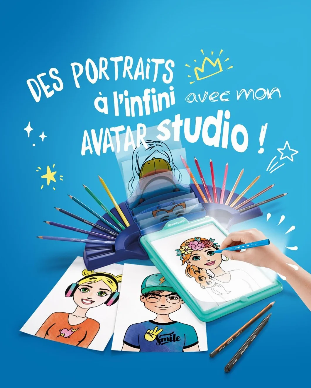 Maped Avatar Studio Scatola luminosa da colorare con macchina da disegno 36 modelli calca e colora