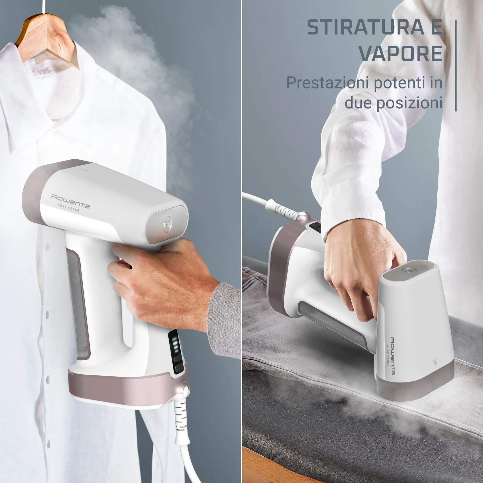 Rowenta Pure Force DR8720F0 Ferro da Stiro Verticale e Orizzontale 2-in-1 180ml 4 Modalità