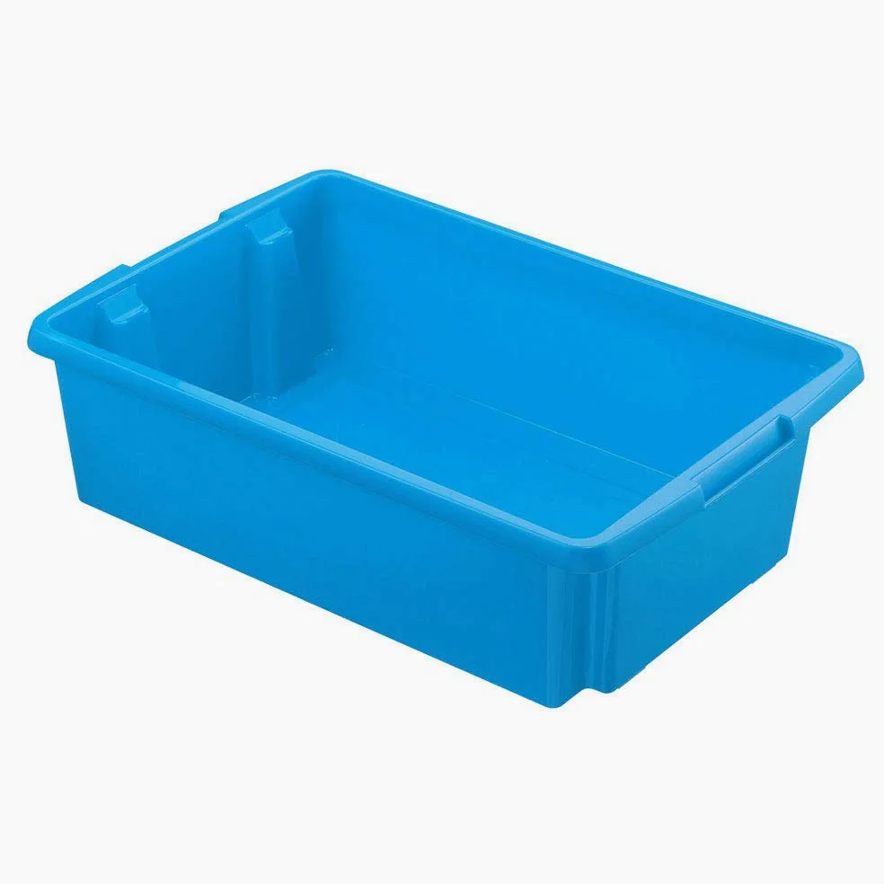 BRB Set, 6X Contenitore impilabile per Alimenti, Dimensioni di Base 595 X 395 mm, 3 X Blu – 30 Litri, 3 X Rosso – 51 Litri