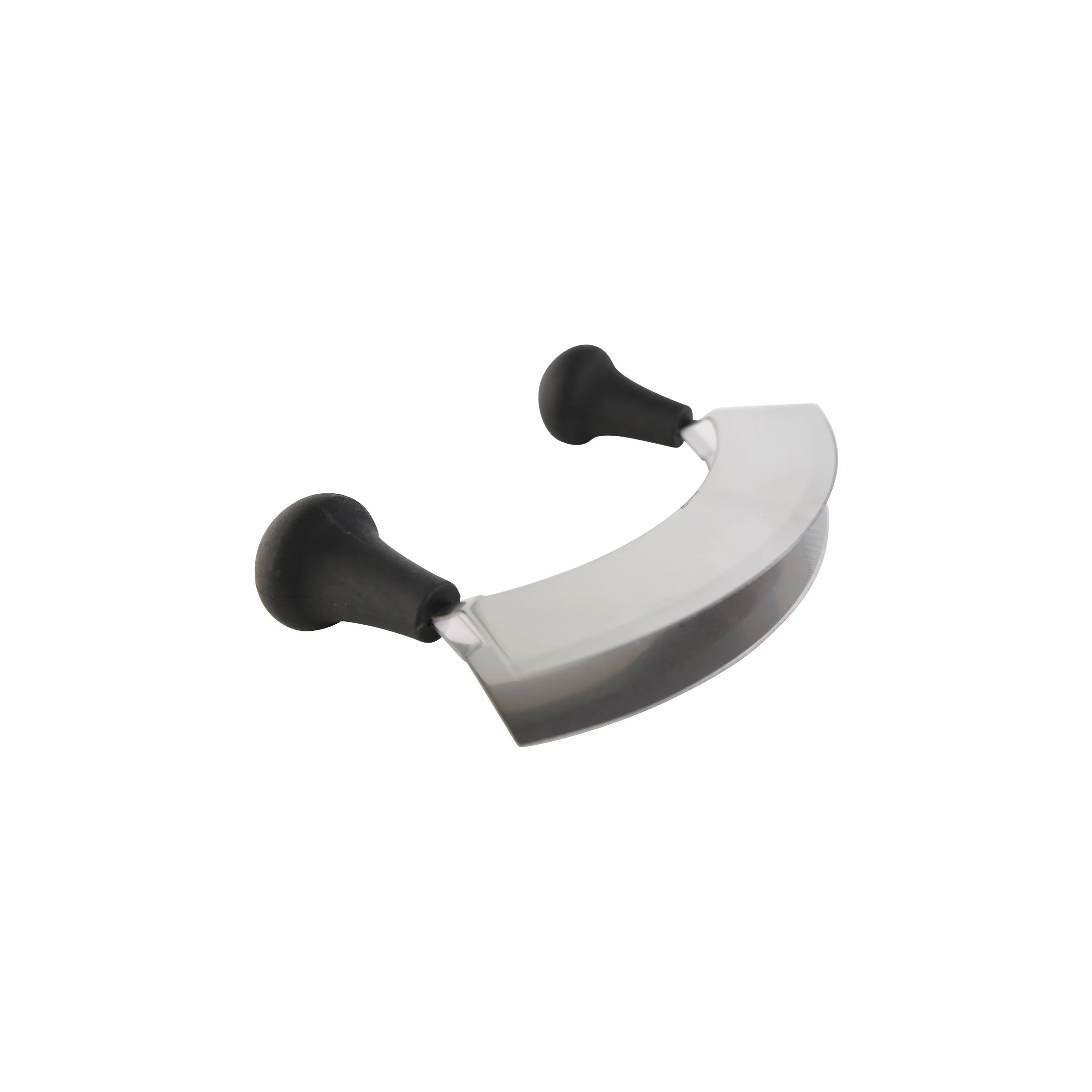 axentia Mezzaluna a Doppia Lama in Acciaio Inox con Manici in plastica, Coltello Cucina per tritare, sminuzzare, ca. 17 x 14 x 4 cm, Argento/Nero