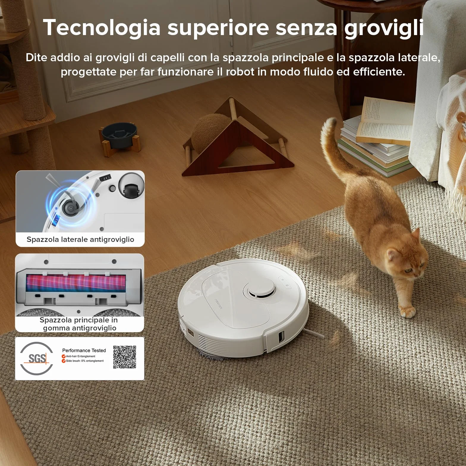 Roborock QV 35A Robot Aspirapolvere Lavapavimenti, Antigroviglio, HyperForce, Panno Sollevabile, Stazione Tutto in Uno, Bianco