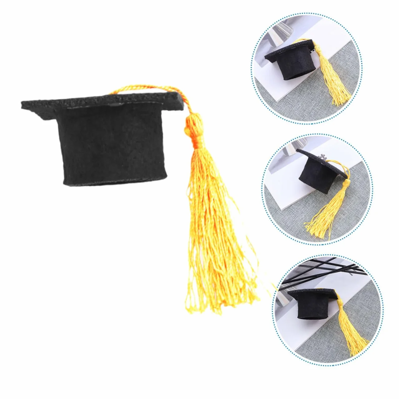 24pezzi Cappelli Laurea in Miniatura Gialli Con Nappa Decorazioni Per Feste Laurea Topper Per Cupcake e Bottiglie Vino Realizzati in Resistente