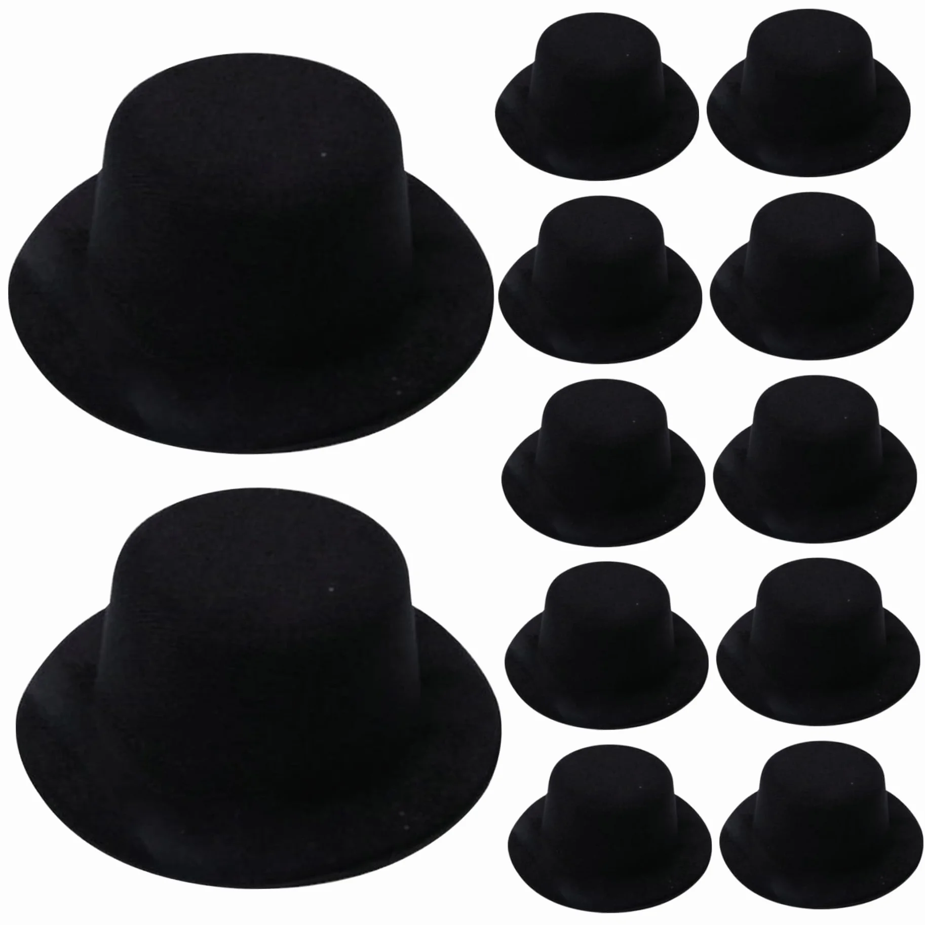 Mini cappello a cilindro 12 pezzi Cappelli per bambole in feltro nero Cappelli a cilindro piccoli per accessori per capelli artigianali Mini decorazioni per feste di Natale e progetti fai-da-te