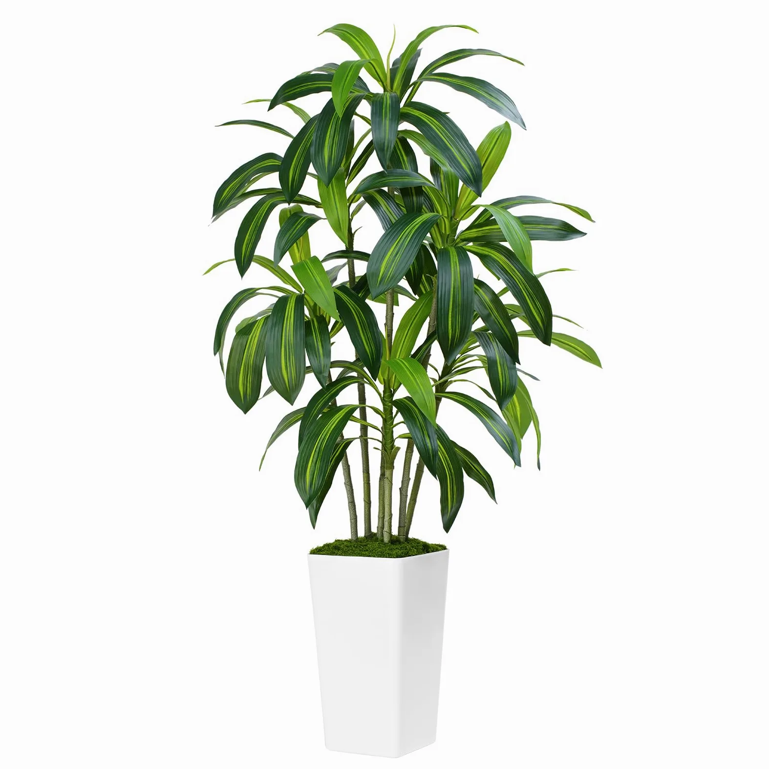 Pianta Artificiale Dracaena da 150cm Piante Finte da Interno Con Fioriera Alta Bianca Piante Artificiali da Esterno Per Soggiorno Camera da Letto Ufficio Casa Corridoio Decorazione (1Pz)
