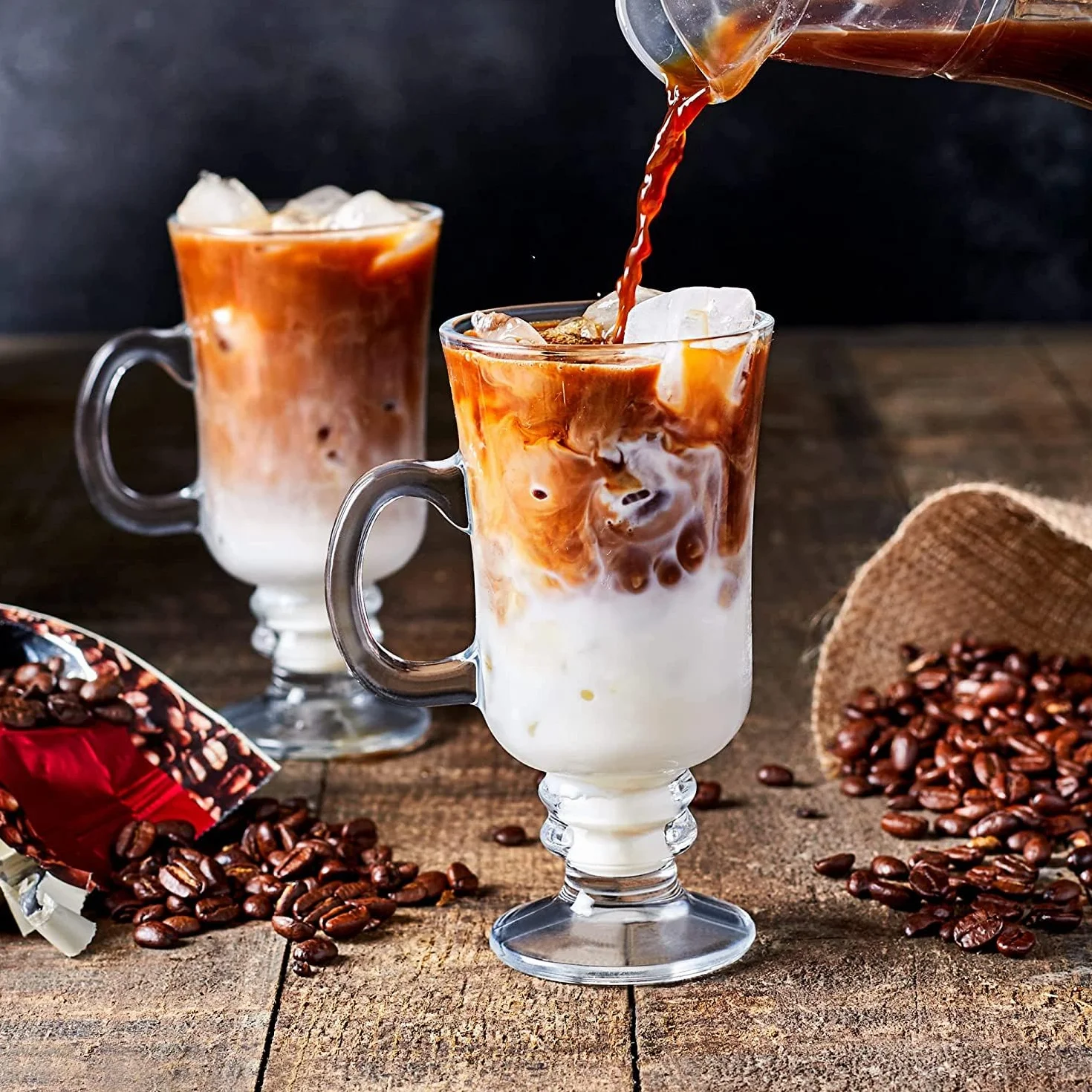 Irishcoff Pasabahce Calice in Vetro Irishcoffee con Manico, Trasparente, 12 Pezzi